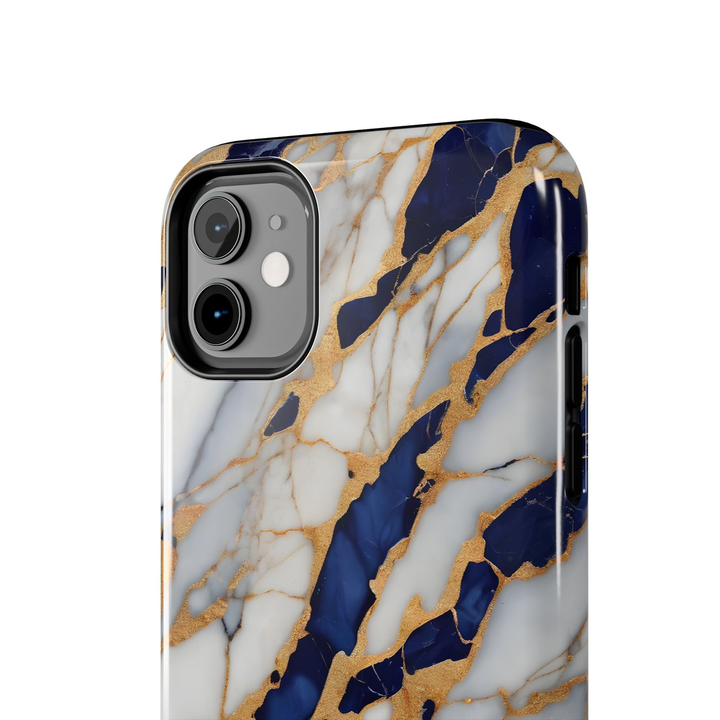 Stunning Marble Tough Phone Case - Elegant Blue & Gold Design Stylish Protection - for iPhone