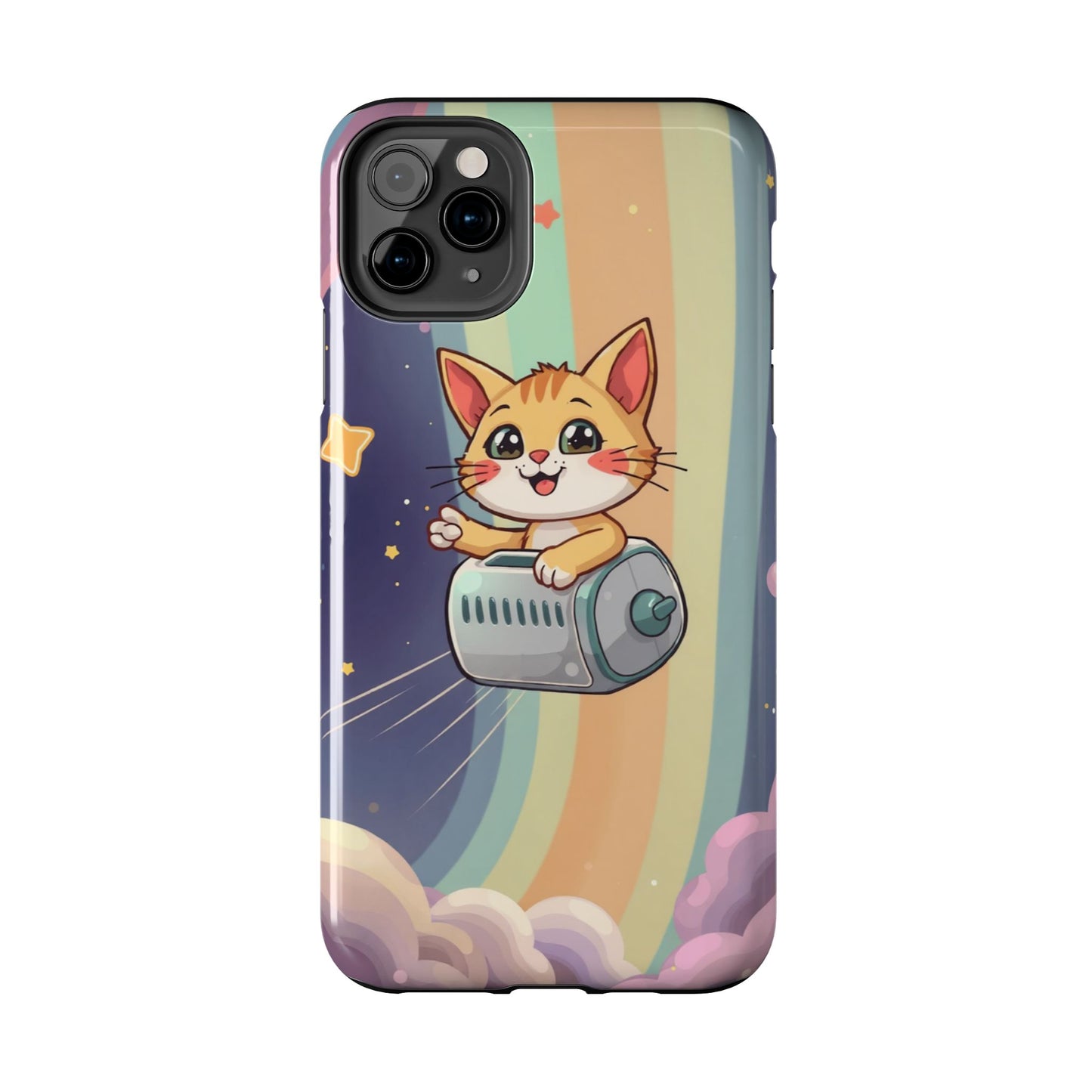 Cute Cat Rocket Phone Case - Vibrant and Playful Tough Case