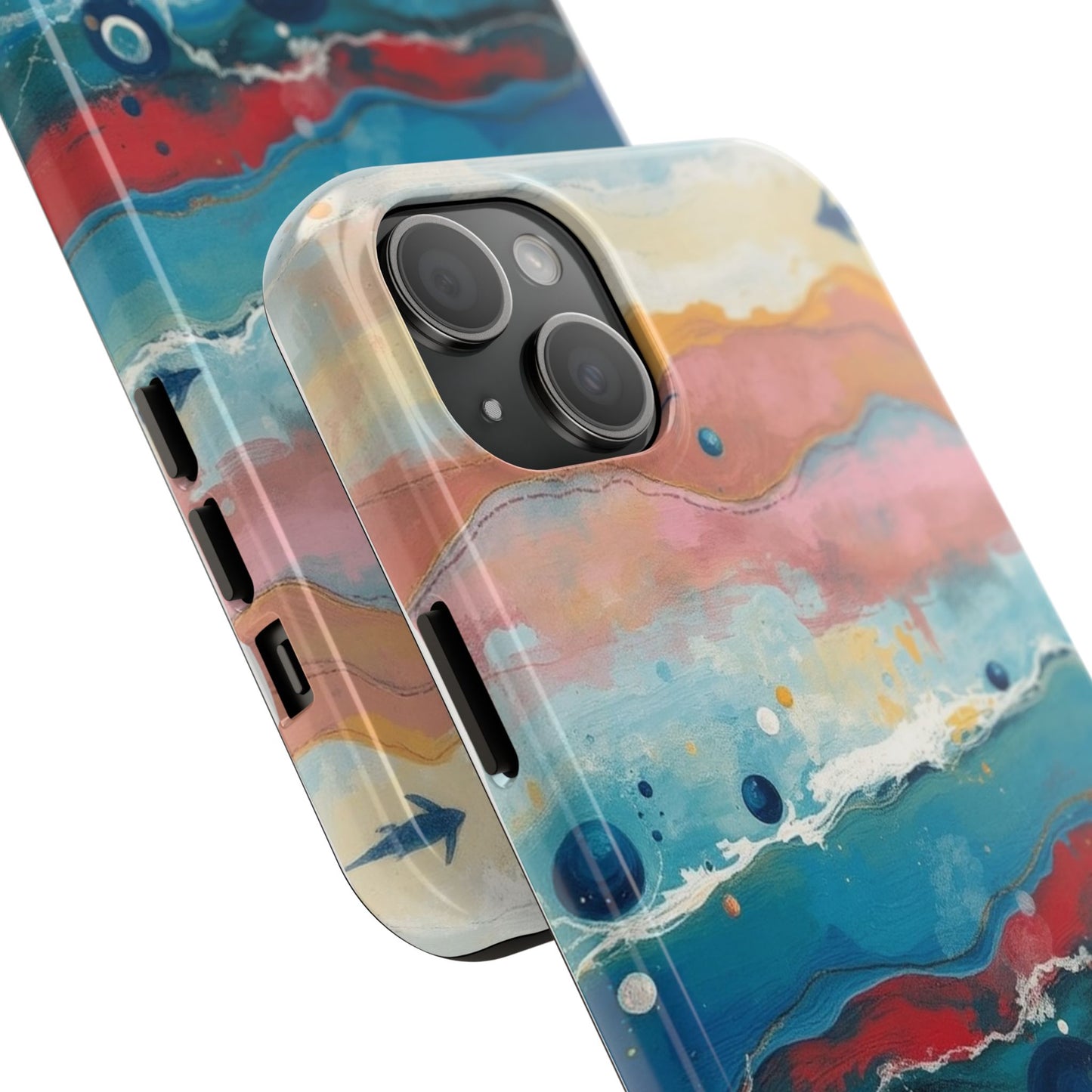 Artistic Tough Phone Case - Vibrant Waves Design for Unique Style