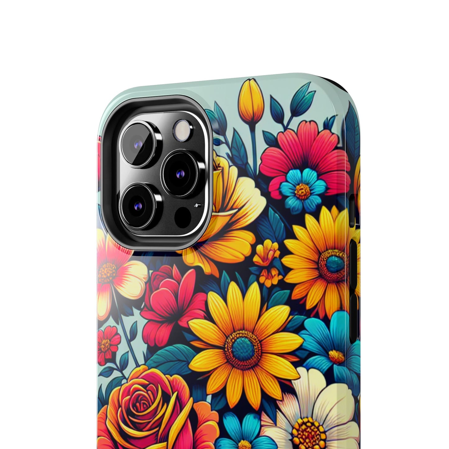 Vibrant Floral Tough Phone Case - Colorful Flower Design - for iPhone
