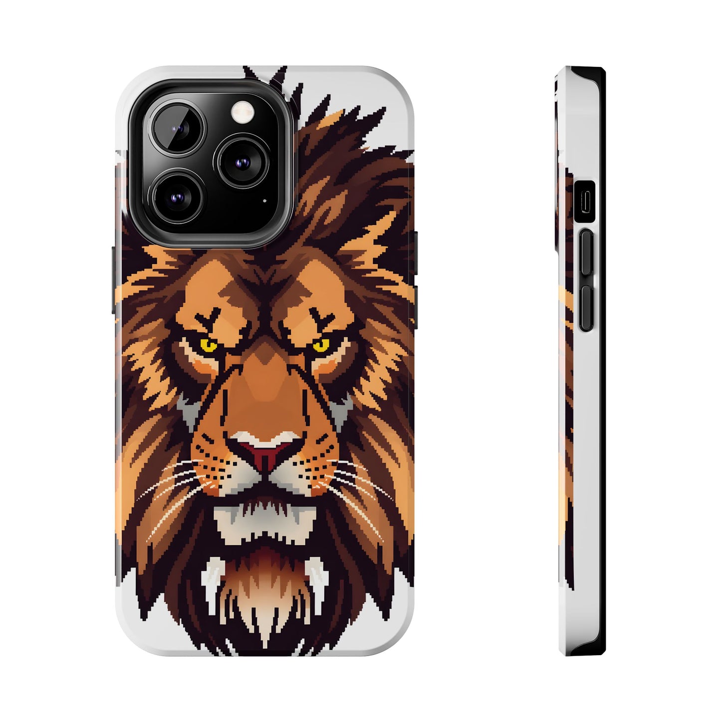 Fierce Pixelated Lion Tough Phone Case - Durable Design for Animal Lovers - for iPhone