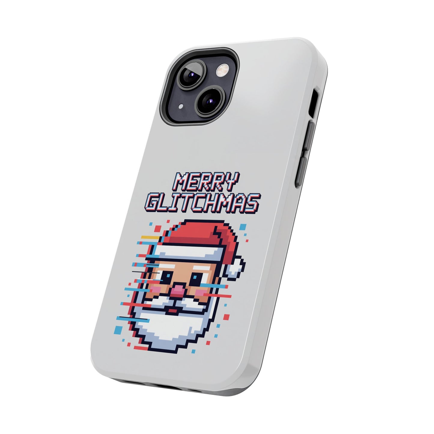 Merry Glitchmas Phone Case - Christmas Pixel Art Design for iPhone