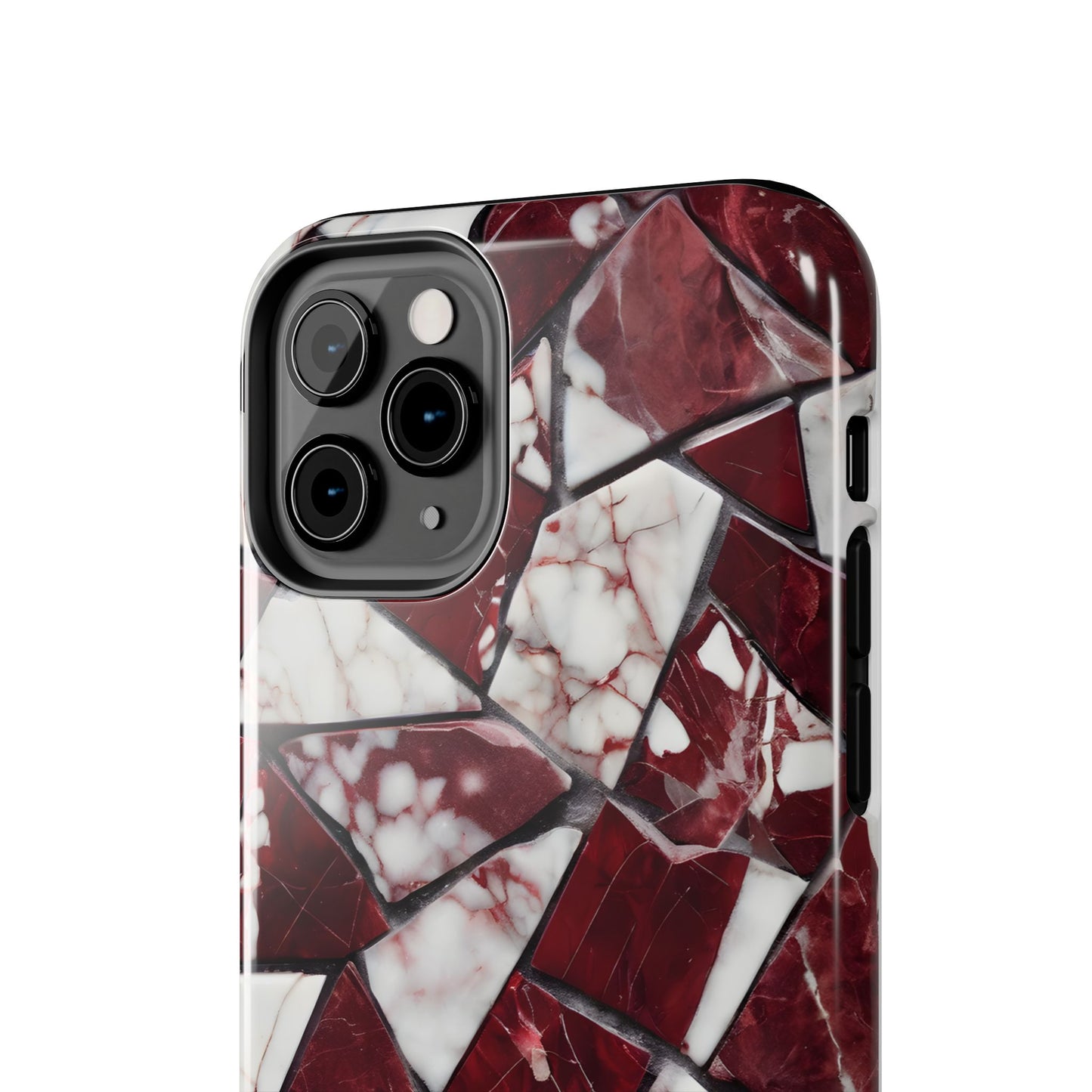 Shattered Dark Red Marble Pattern Tough Phone Case - Durable & Stylish Protection for iPhone