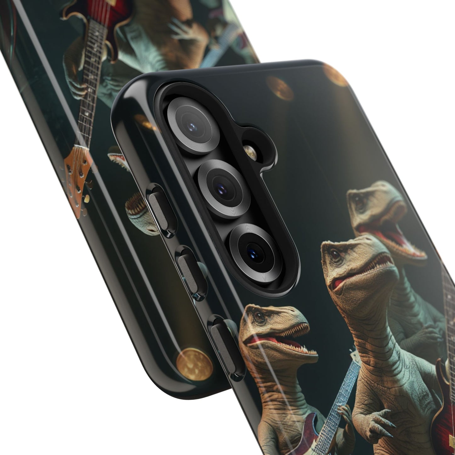 Rockin' Dinosaur Tough Phone Cases - Perfect for Music Lovers and Kids!