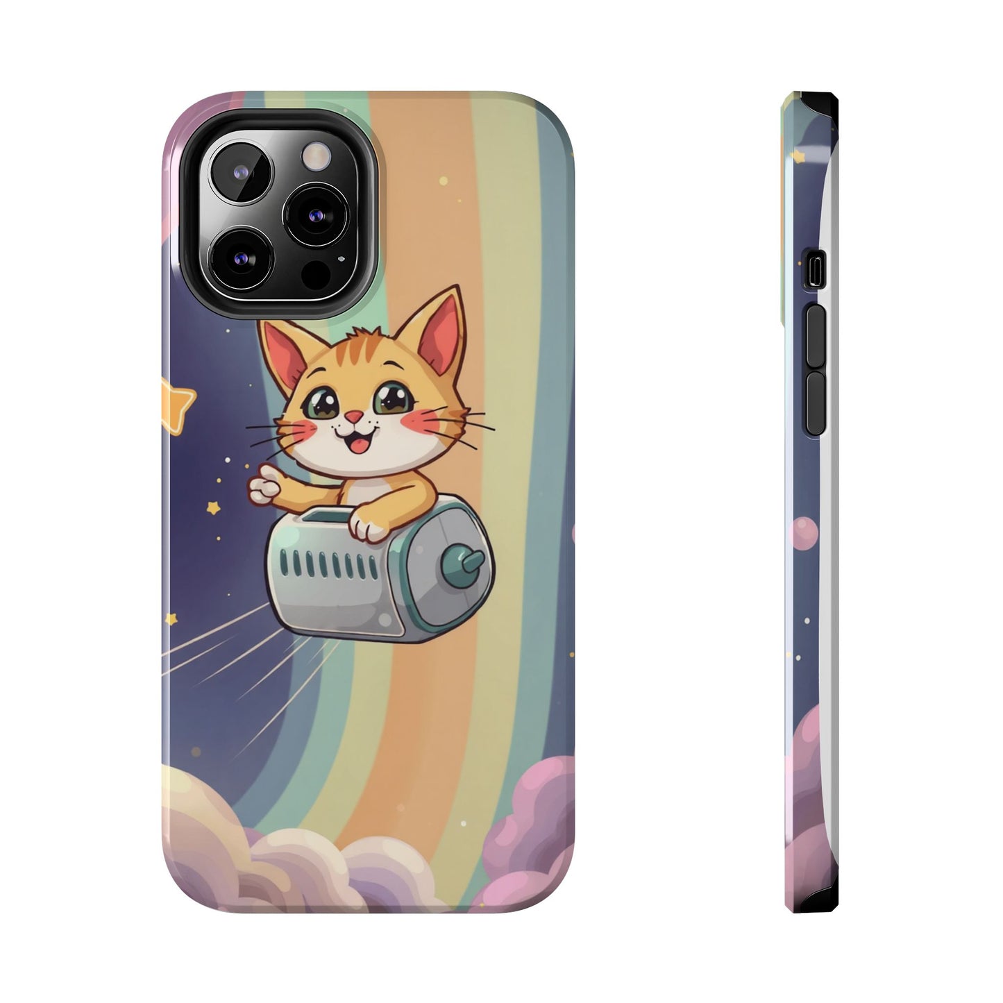 Cute Cat Rocket Phone Case - Vibrant and Playful Tough Case