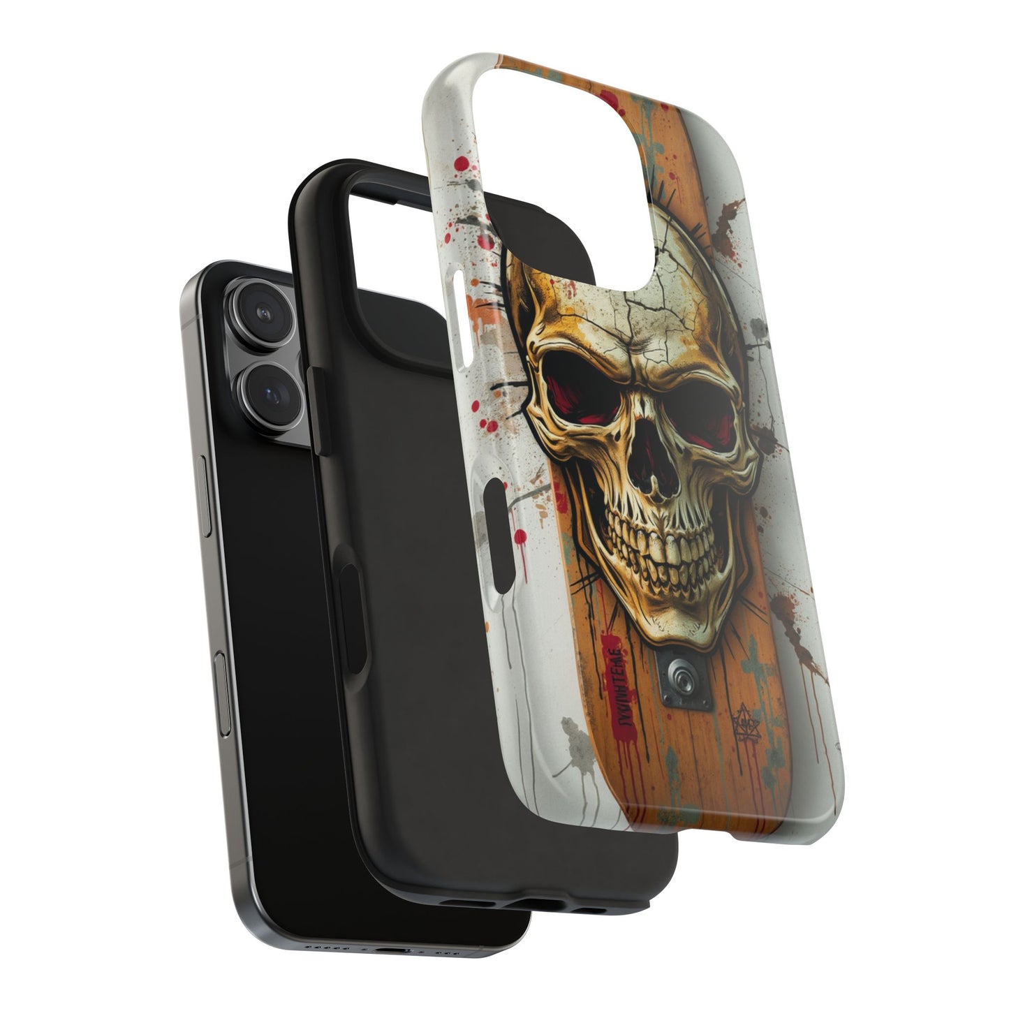 Edgy Skull Tough Phone Case - Durable Protection for Skateboard Enthusiasts
