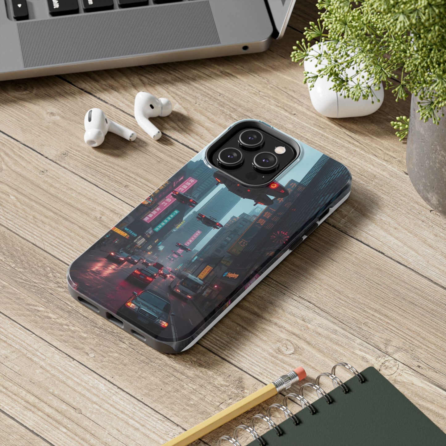 Futuristic City Tough Phone Case - Sci-Fi Design for Urban Explorers