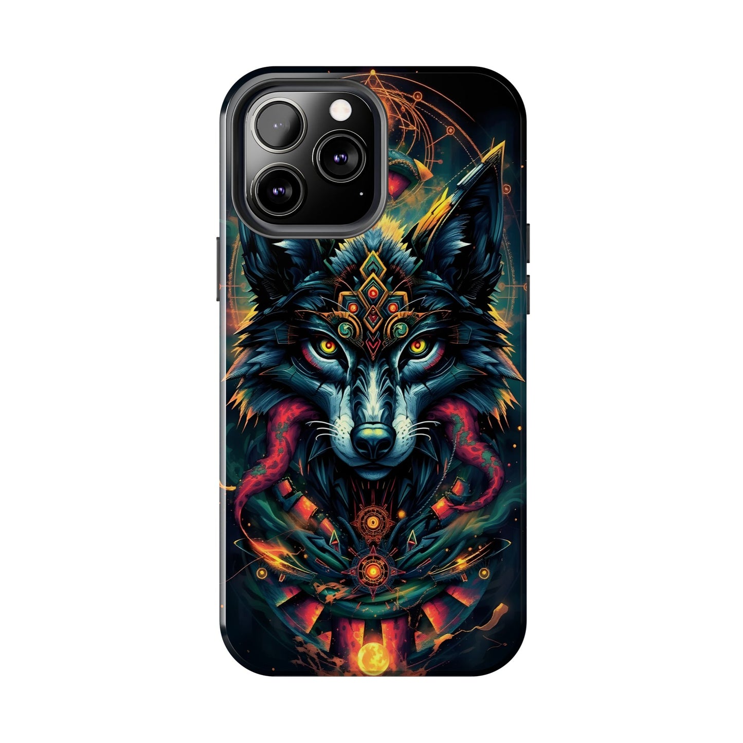 Vibrant Mystical Wolf Art Tough Phone Case - Durable & Unique Design for Animal Lovers - for iPhone