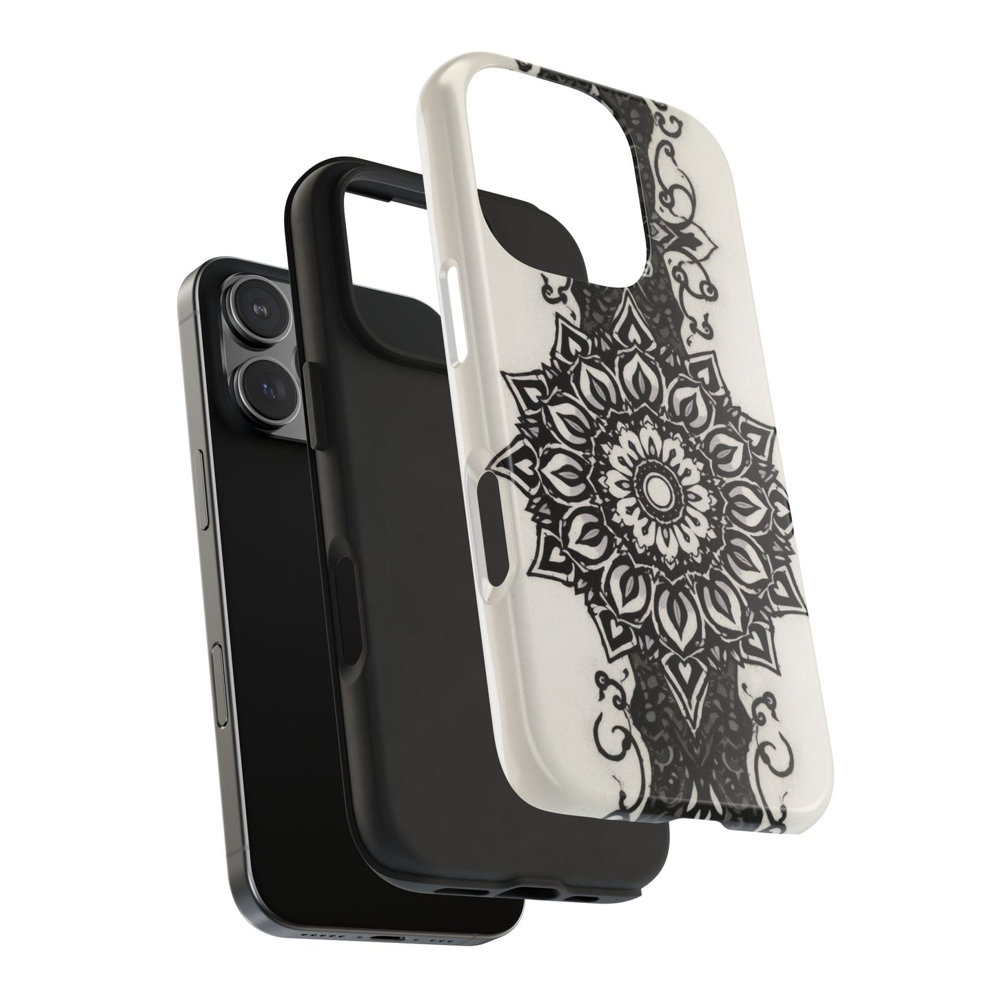 Stylish Tough Phone Cases with Dark Mandala Design - Durable and Unique Protection - for iPhone
