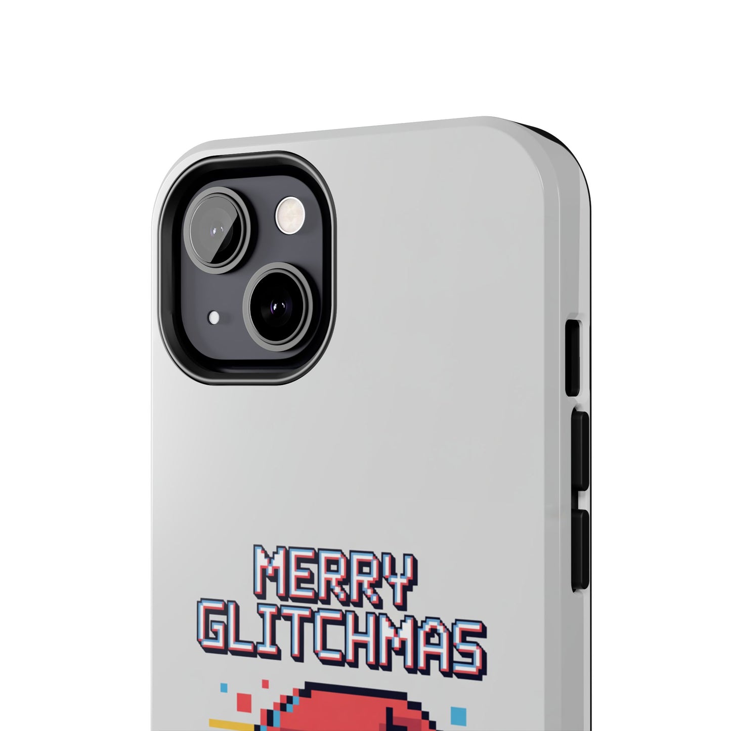 Merry Glitchmas Phone Case - Christmas Pixel Art Design for iPhone