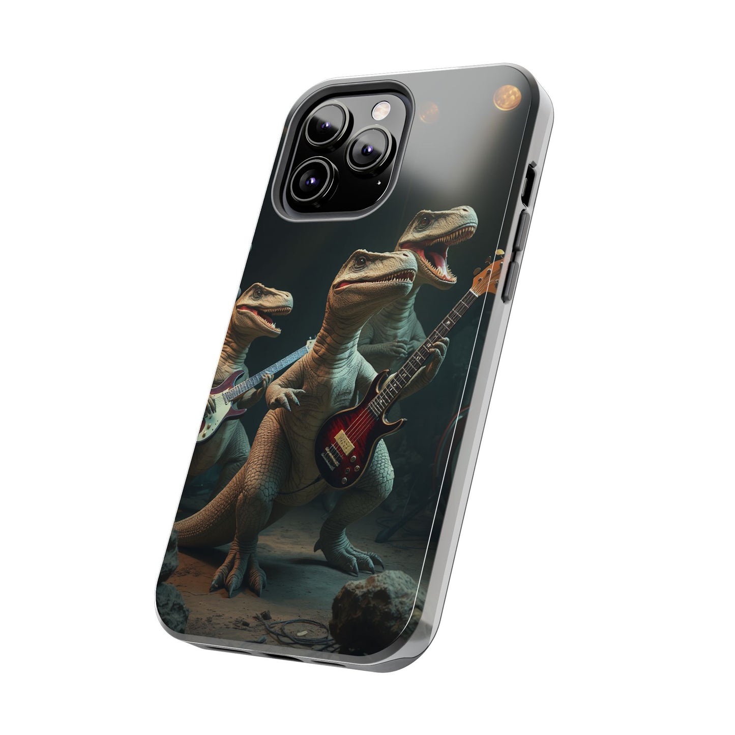 Rockin' Dinosaur Tough Phone Cases - Perfect for Music Lovers and Kids!