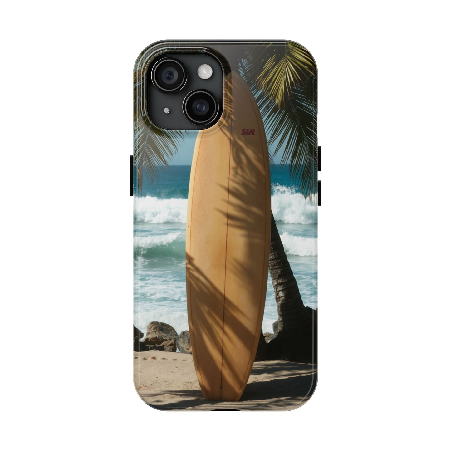 Tough Surfing Phone Case - Beach Vibes with Palm Trees & Surfboard