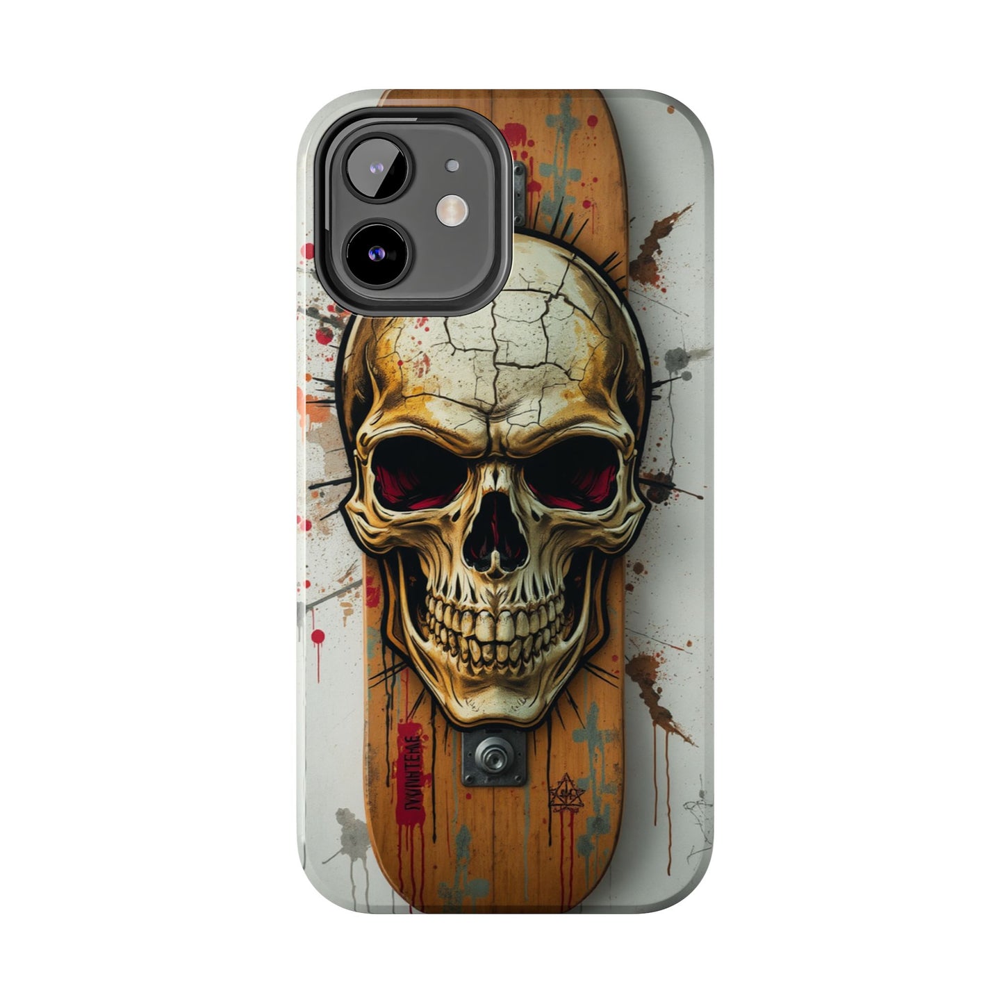Edgy Skull Tough Phone Case - Durable Protection for Skateboard Enthusiasts