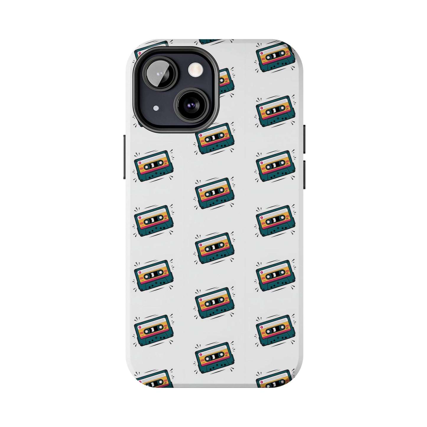 Retro Cassette Tape Phone Case Pattern - White
