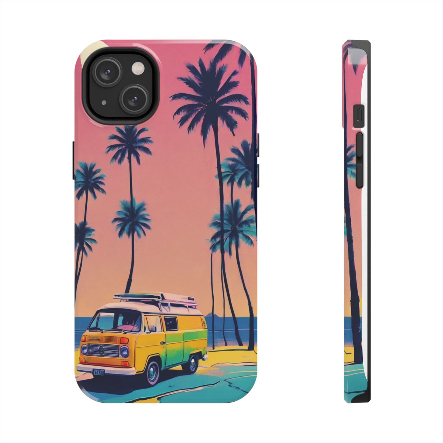 Tropical Beach Vibe Tough Phone Case - Vintage Van Design - for iPhone