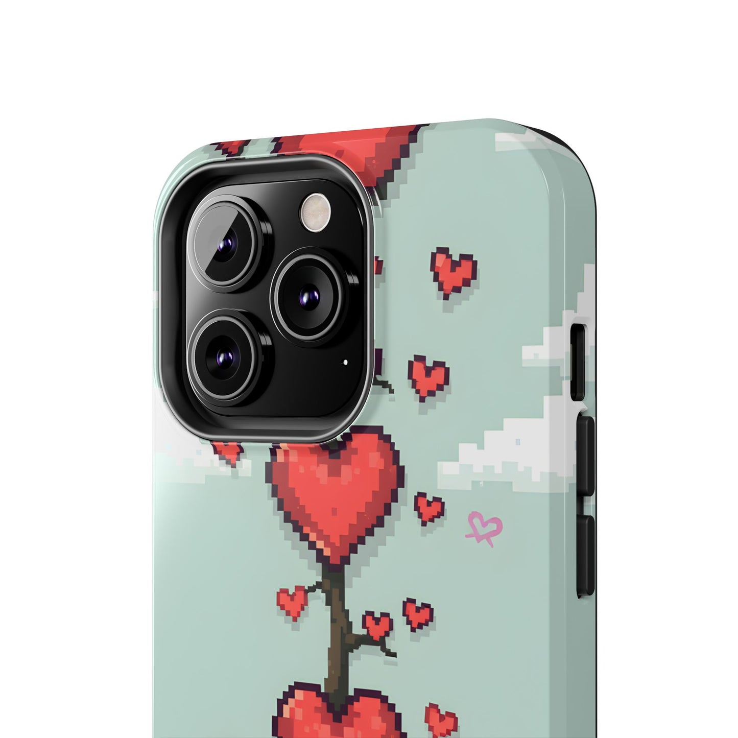 Pixelated Love Hearts Tree | Tough Phone Case - Cute Design - for iPhone
