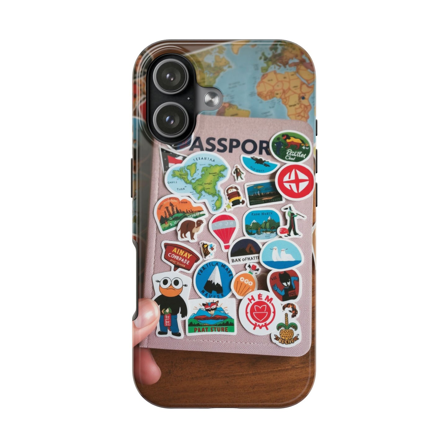 Adventure Stickers Phone Case - Tough Protection for Travel Lovers