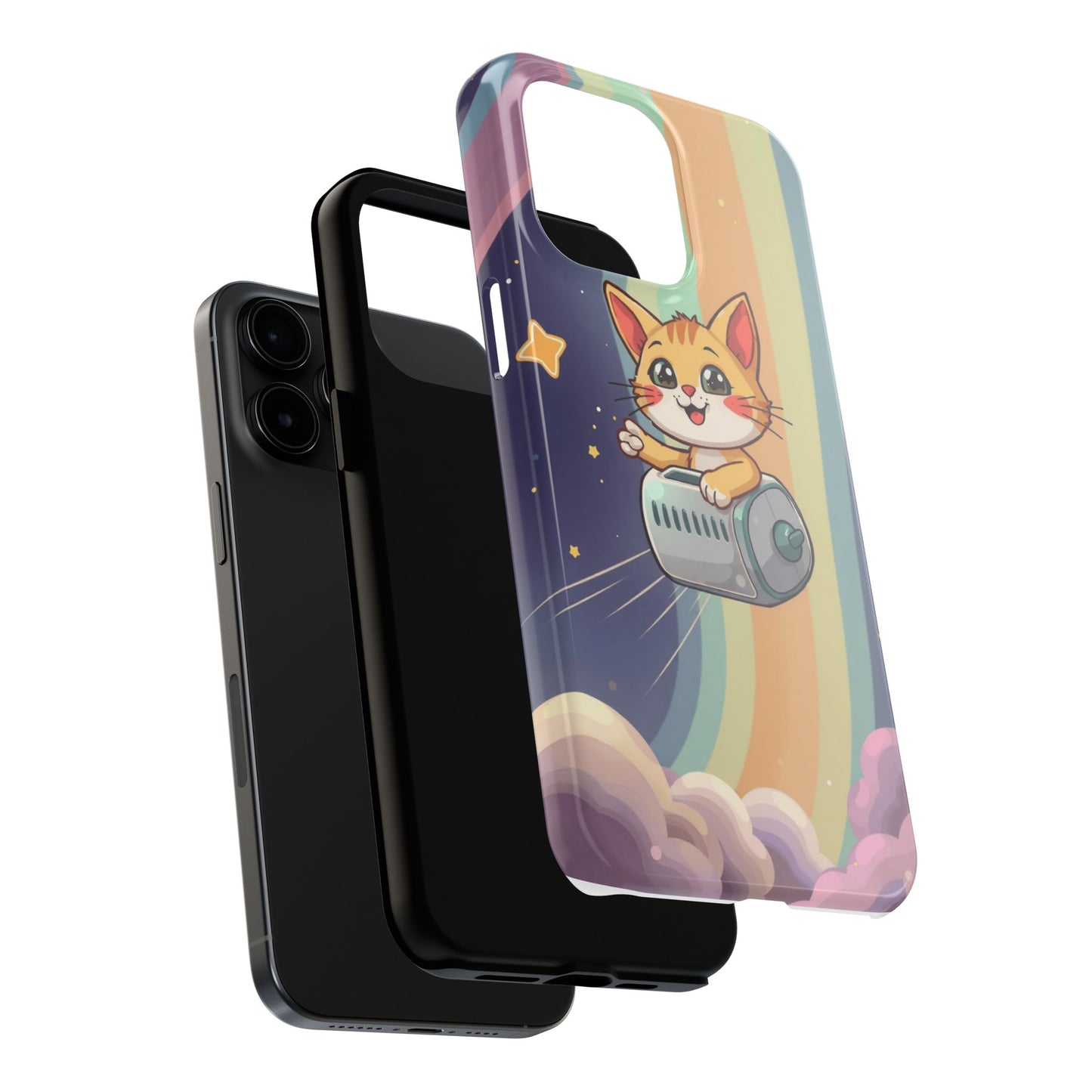 Cute Cat Rocket Phone Case - Vibrant and Playful Tough Case