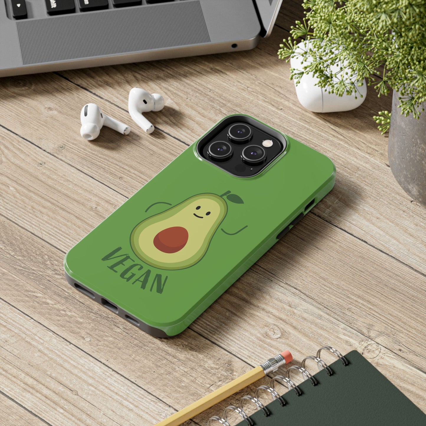 Vegan Avocado Tough Phone Case - Cute & Durable Phone Cover - for iPhone