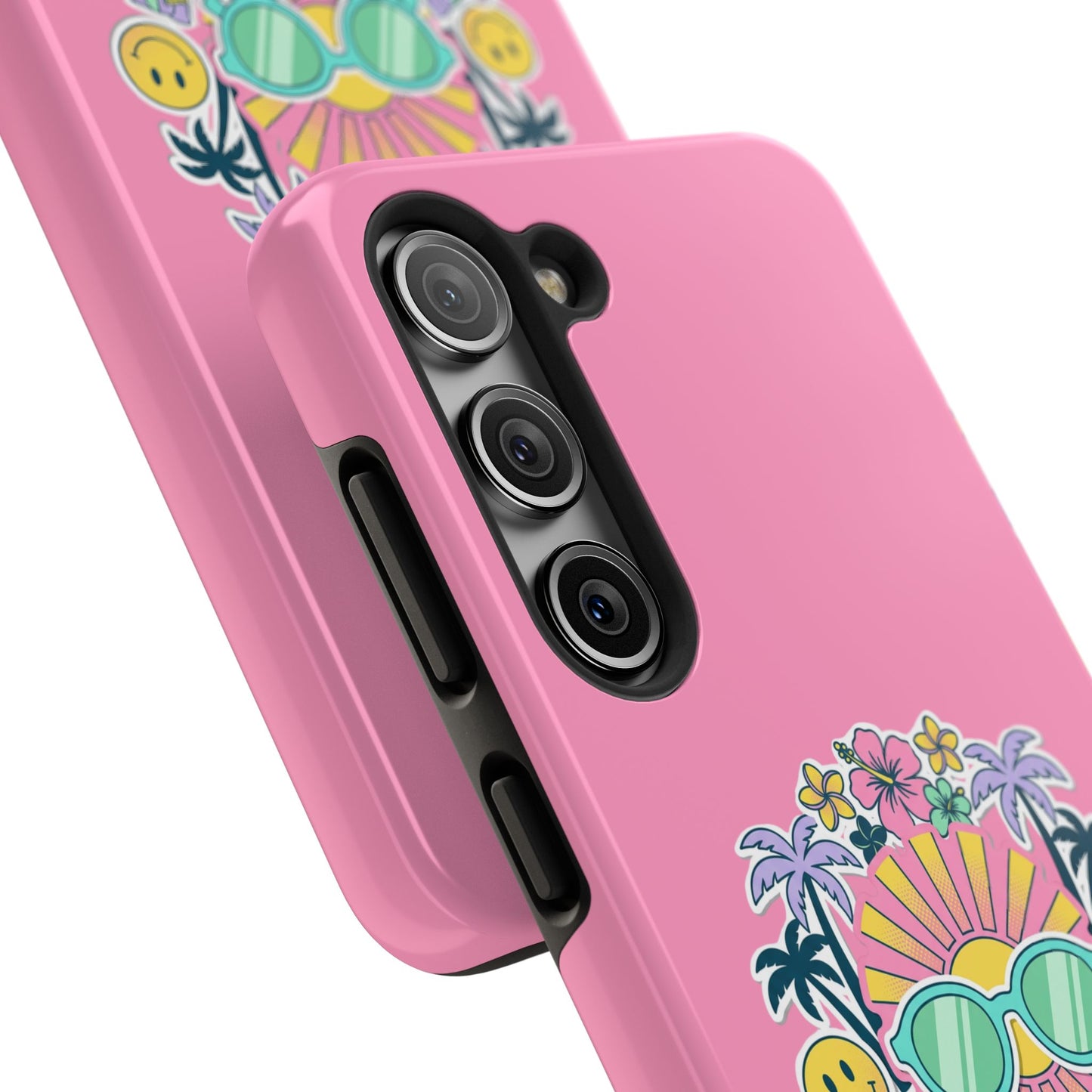 Retro Summer Phone Case — Y2K Palm Trees, Roller Skates & Smiley Collage