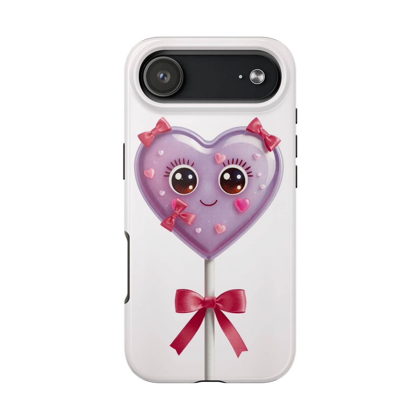 Cute Heart Lollipop Tough Phone Case - Adorable Protection for Candy Lovers