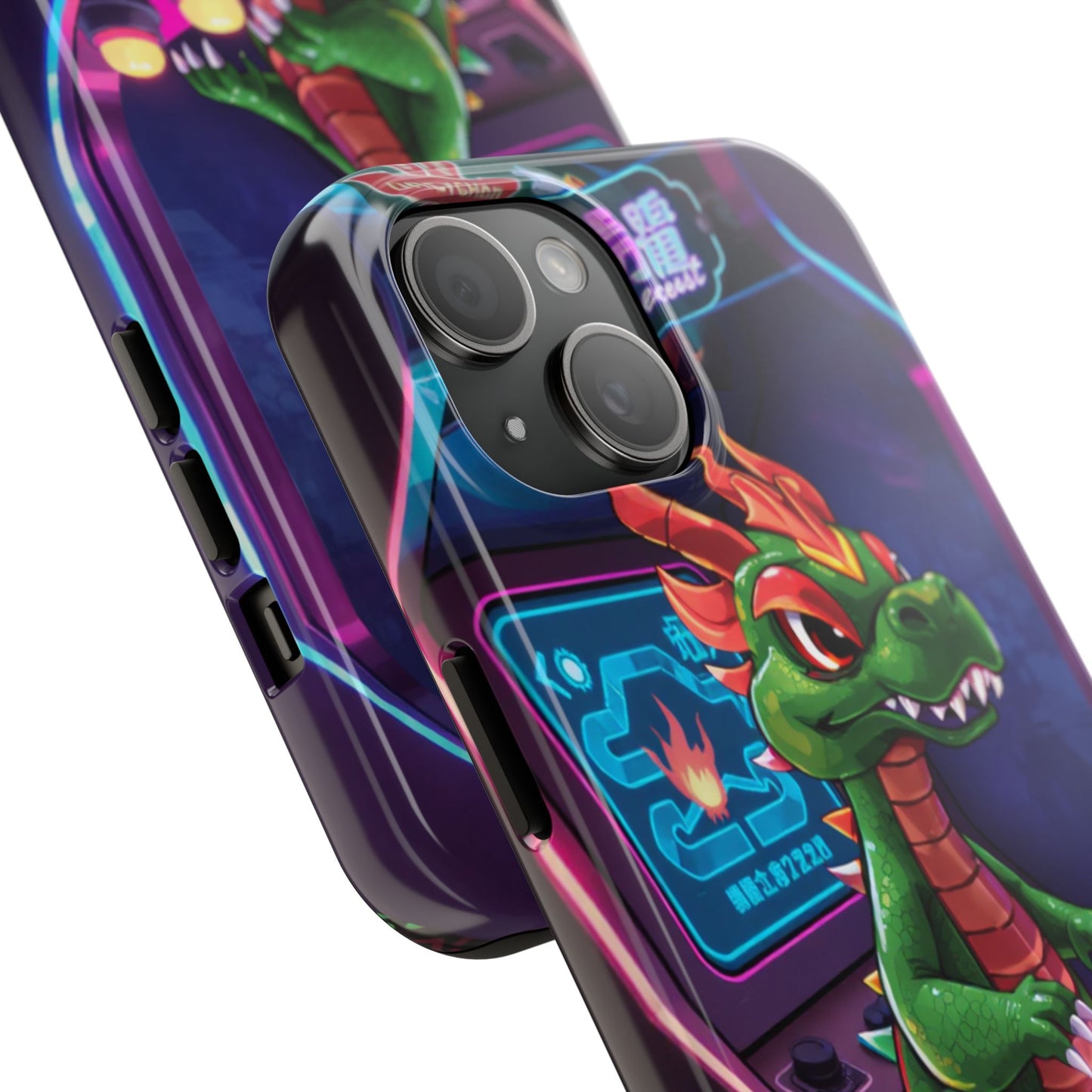 Retro Gamer Tough Phone Case with Dragon Design