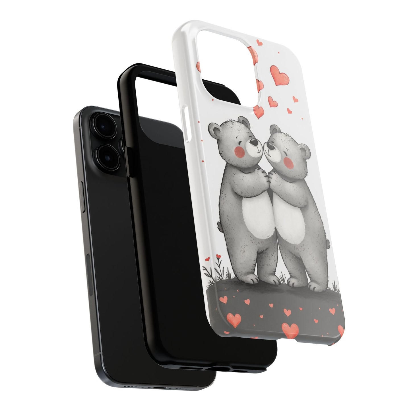Cute Bear Love Tough Phone Case - Perfect for Valentine's Day & Couples