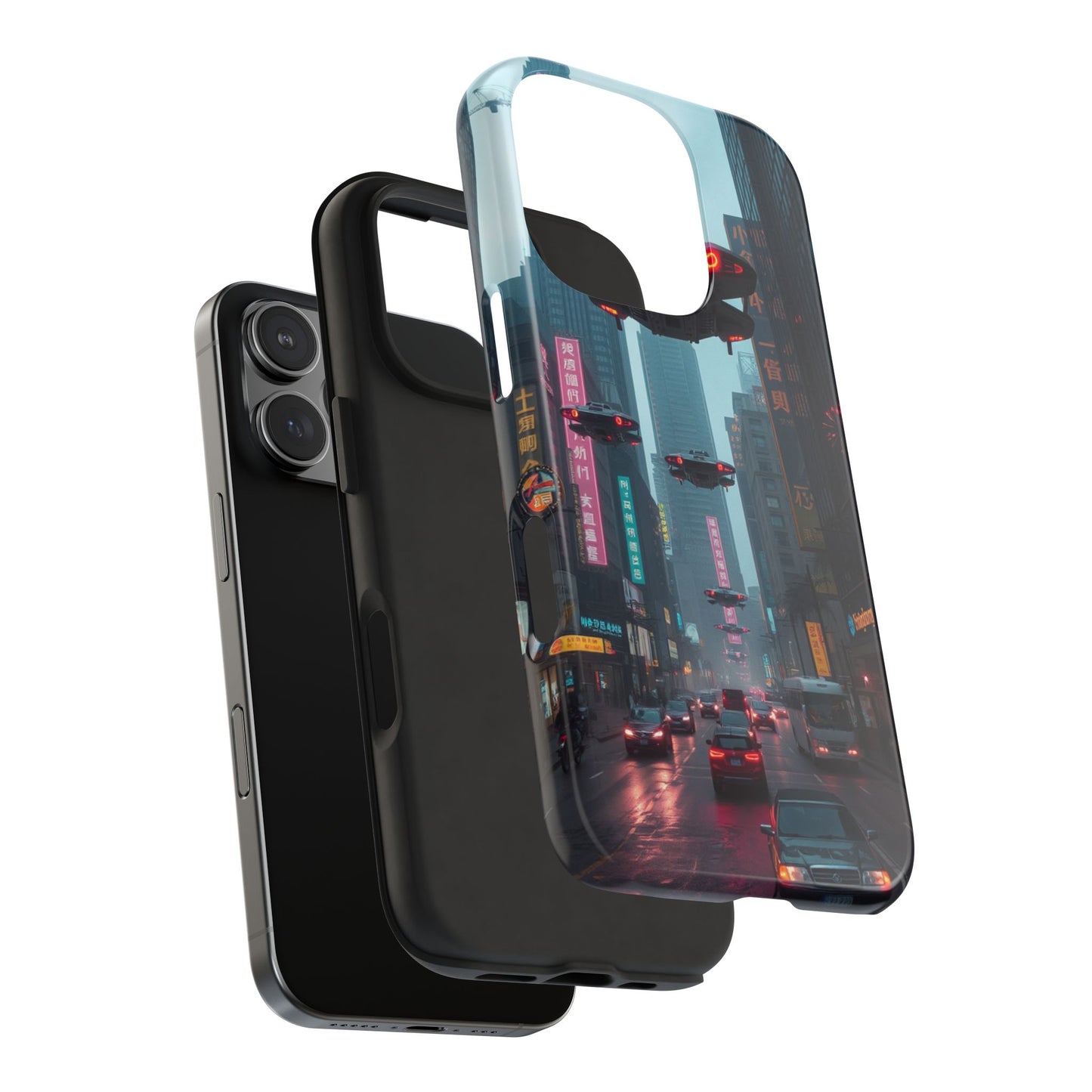 Futuristic City Tough Phone Case - Sci-Fi Design for Urban Explorers
