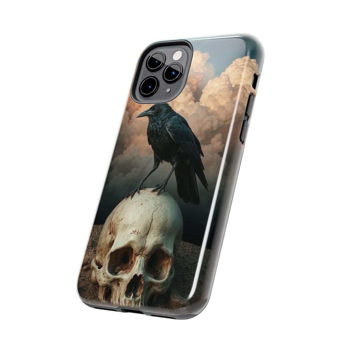 Gothic Raven Skull Tough Phone Case - Unique Protective Cover for Halloween Lovers