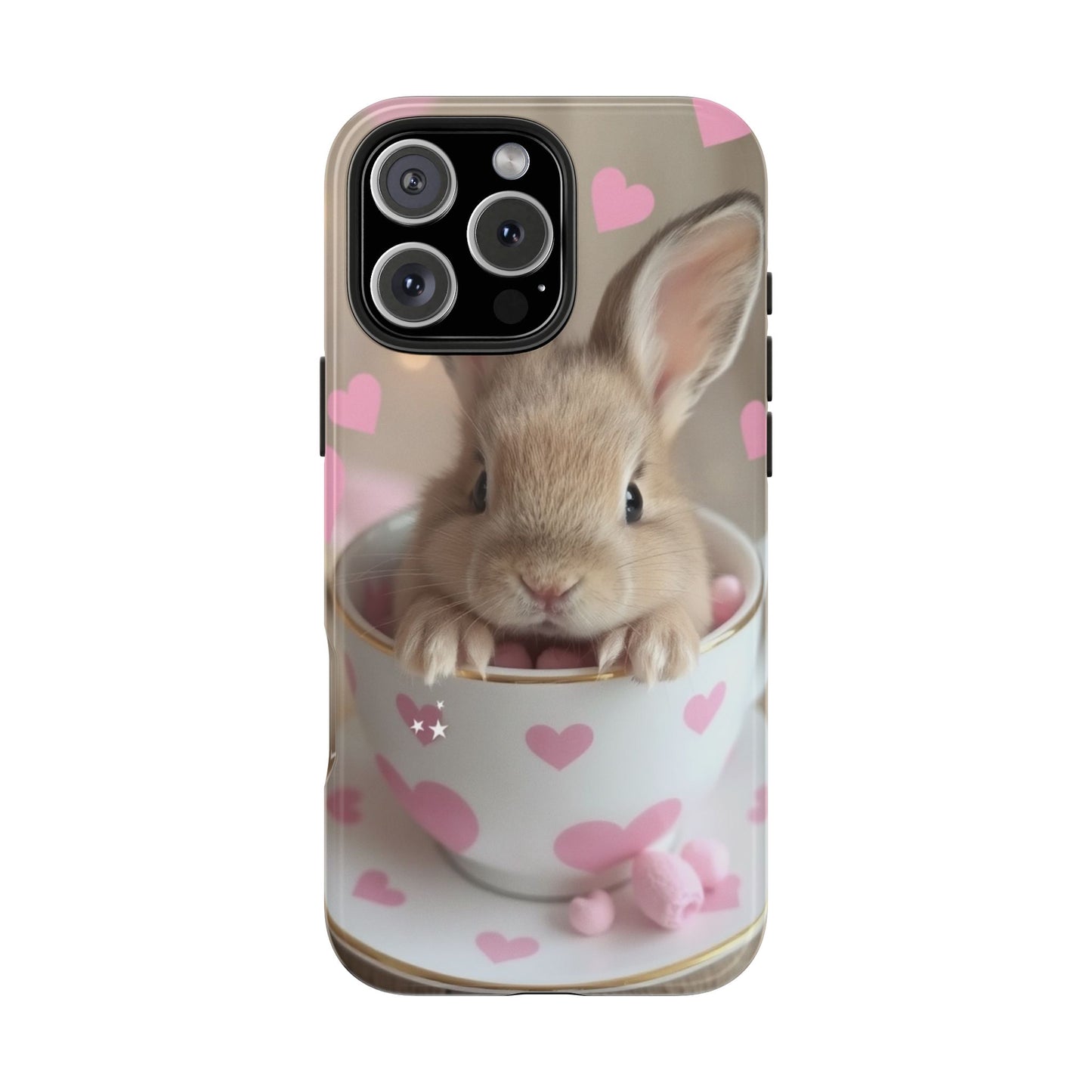 Adorable Bunny Phone Case with Heart Design - Cute Gift for Animal Lovers