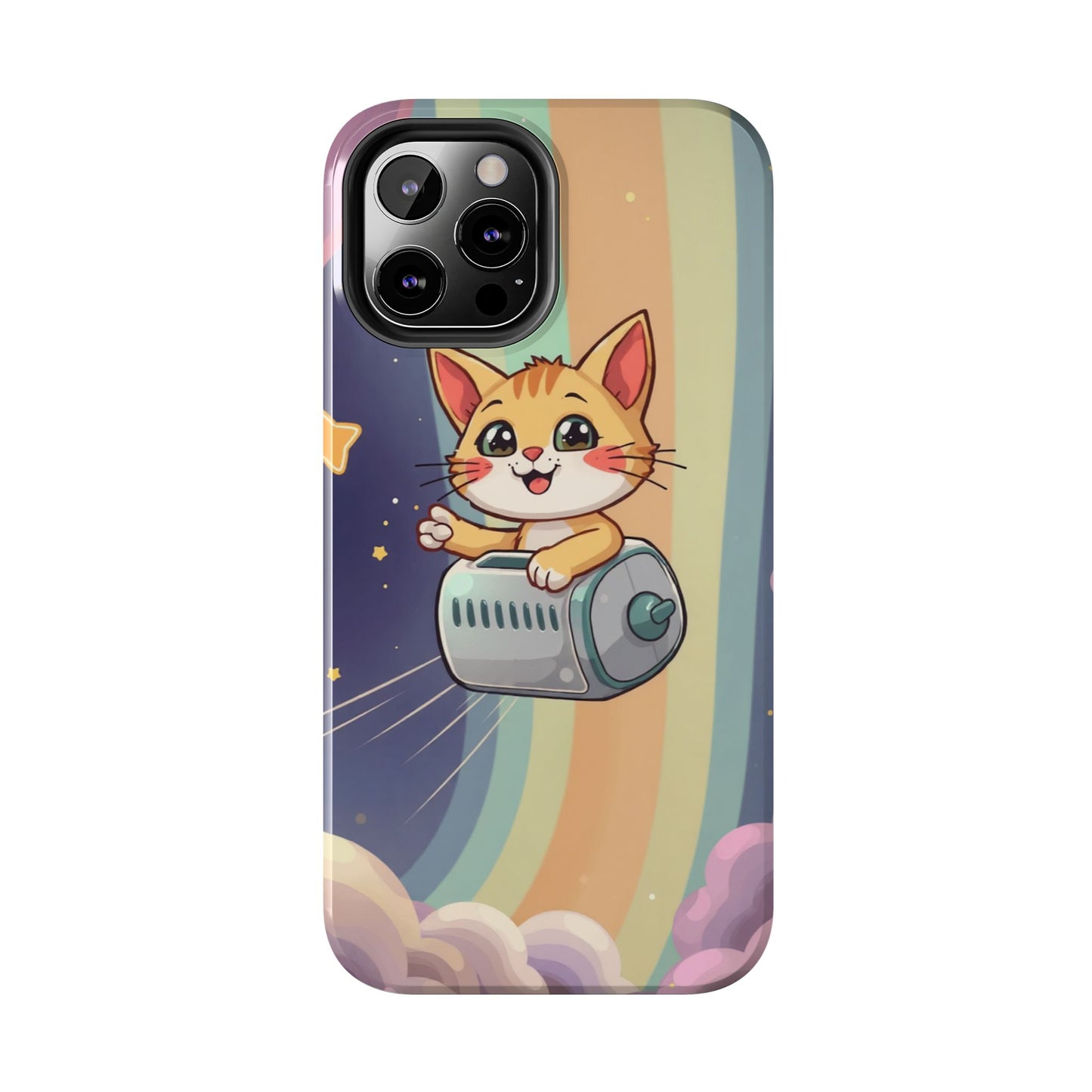 Cute Cat Rocket Phone Case - Vibrant and Playful Tough Case