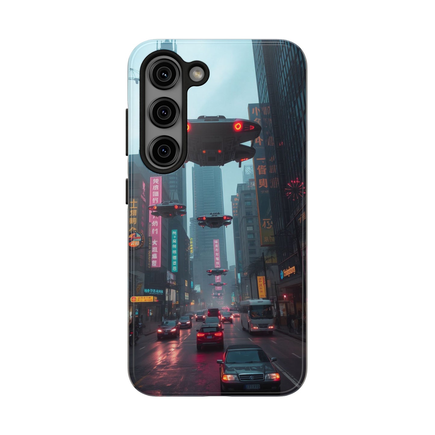 Futuristic City Tough Phone Case - Sci-Fi Design for Urban Explorers