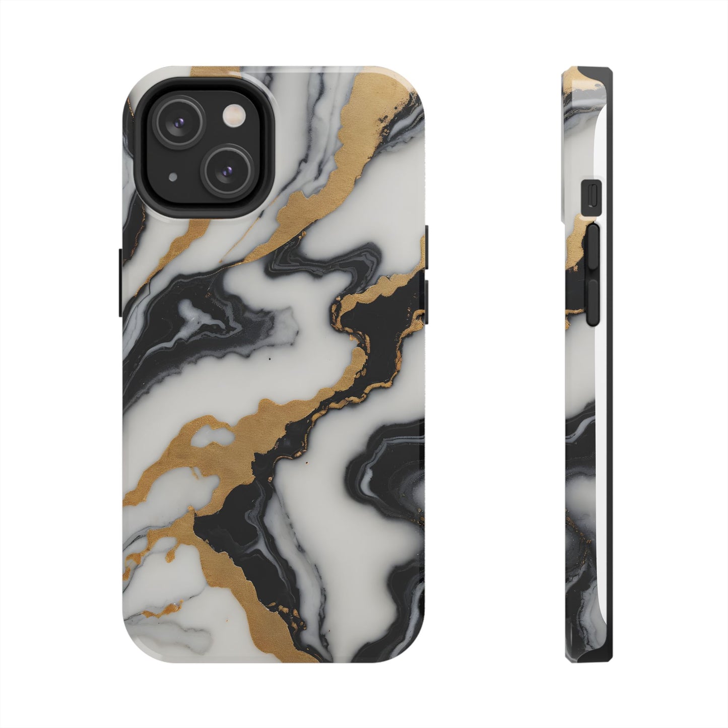 Elegant Gold Marble Tough Phone Case - Stylish Protection for Your iPhone