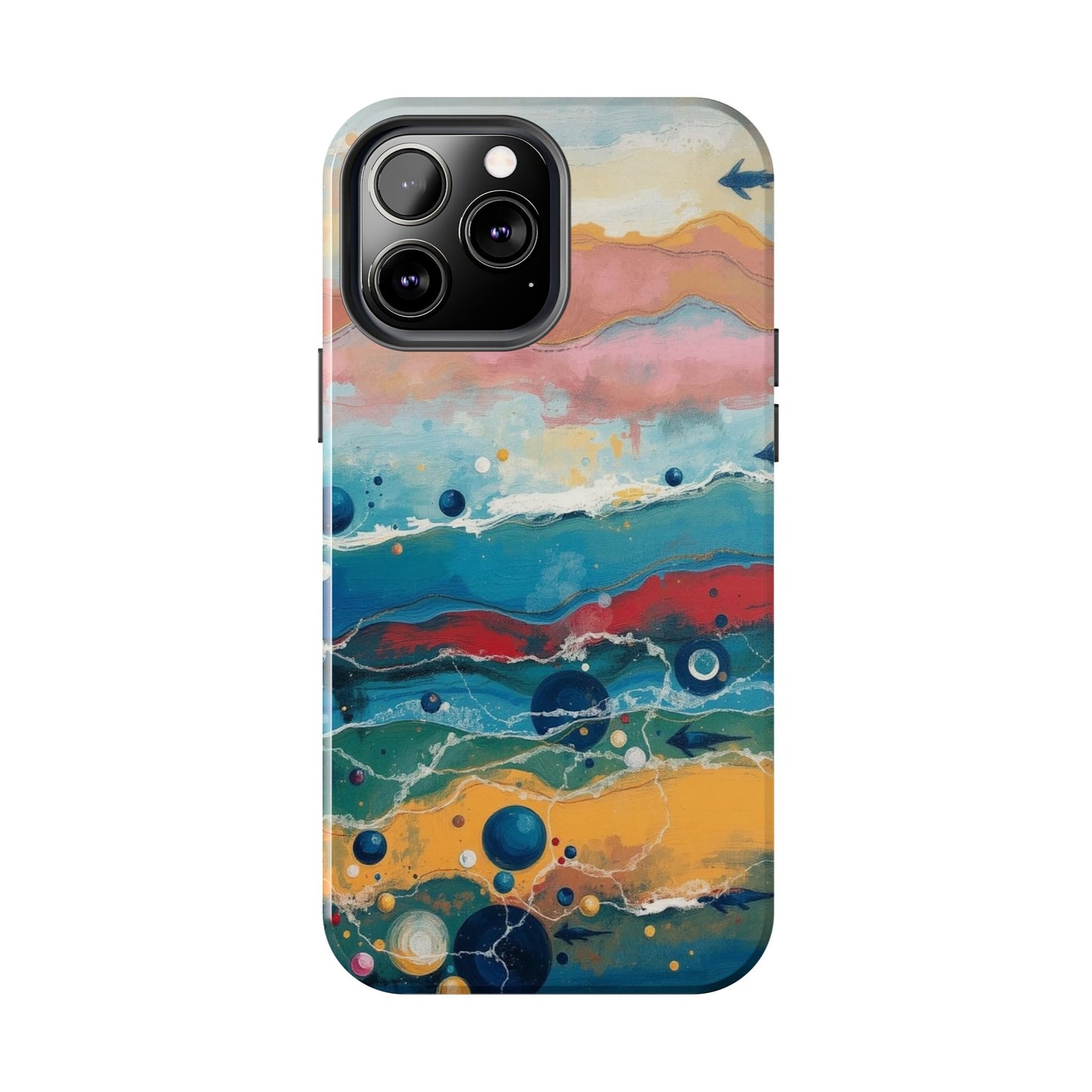 Artistic Tough Phone Case - Vibrant Waves Design for Unique Style