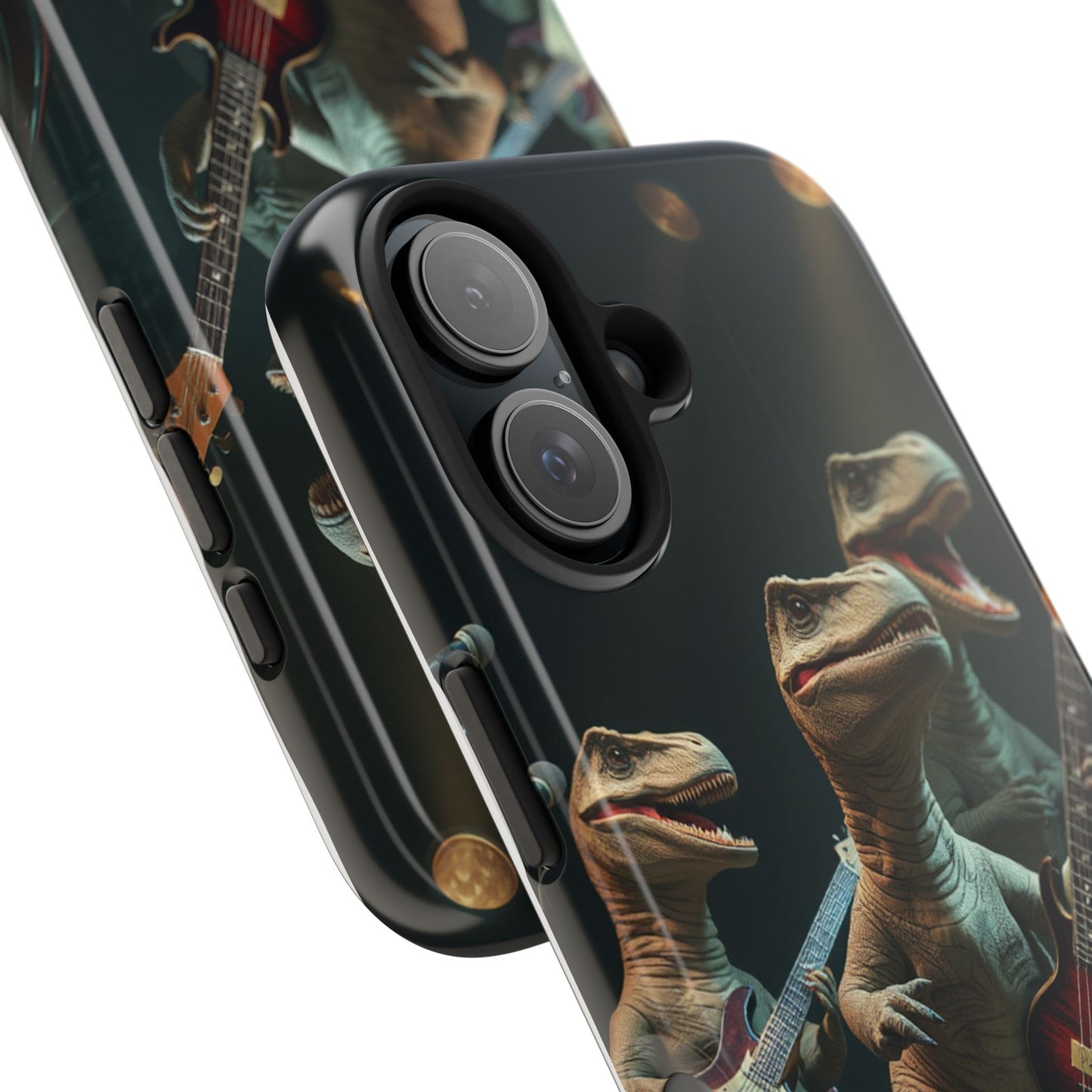 Rockin' Dinosaur Tough Phone Cases - Perfect for Music Lovers and Kids!