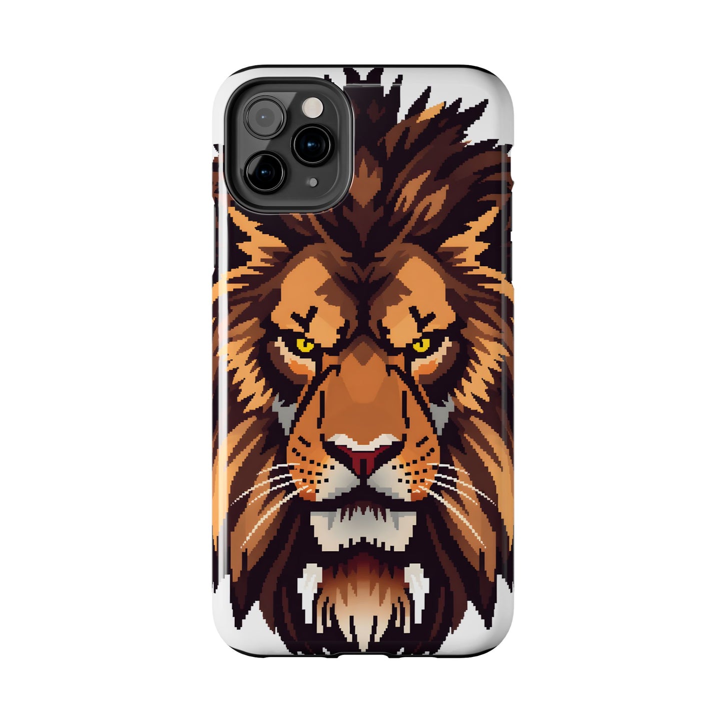 Fierce Pixelated Lion Tough Phone Case - Durable Design for Animal Lovers - for iPhone