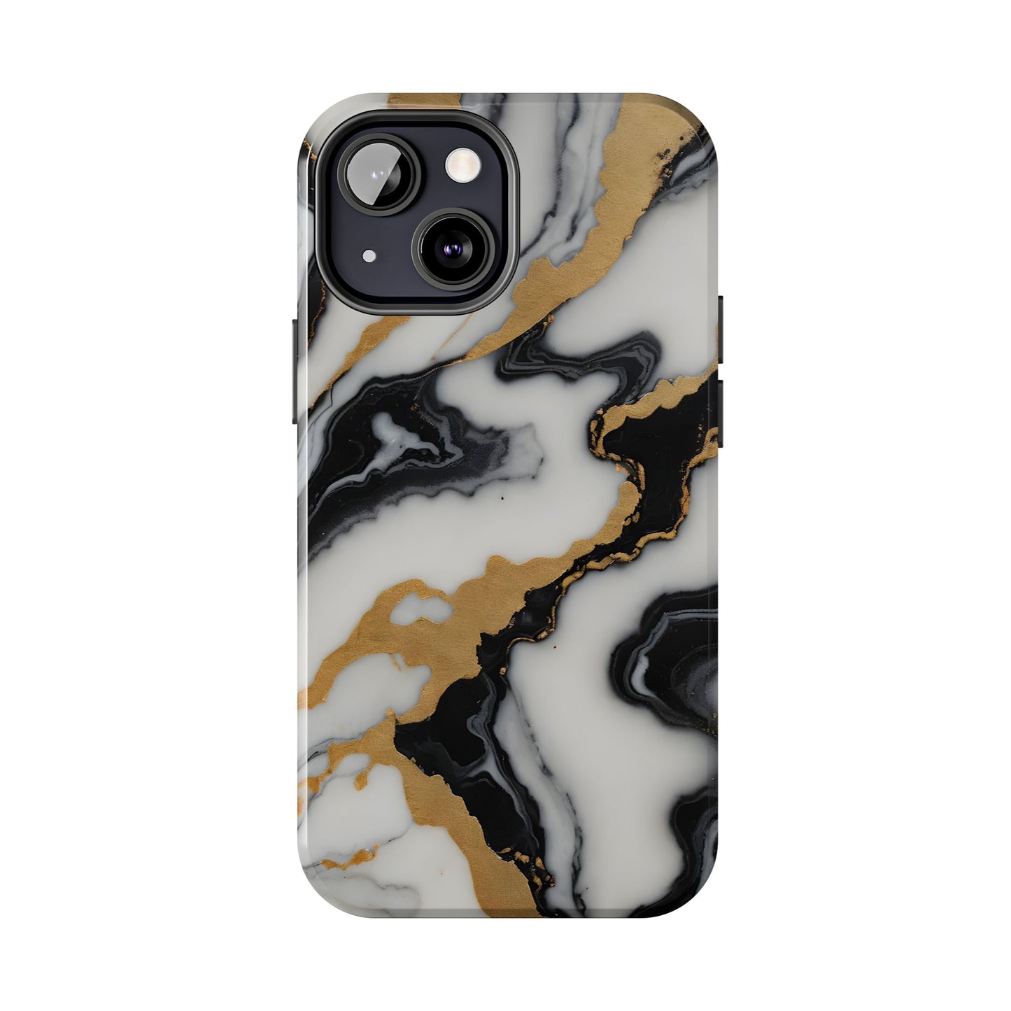 Elegant Gold Marble Tough Phone Case - Stylish Protection for Your iPhone