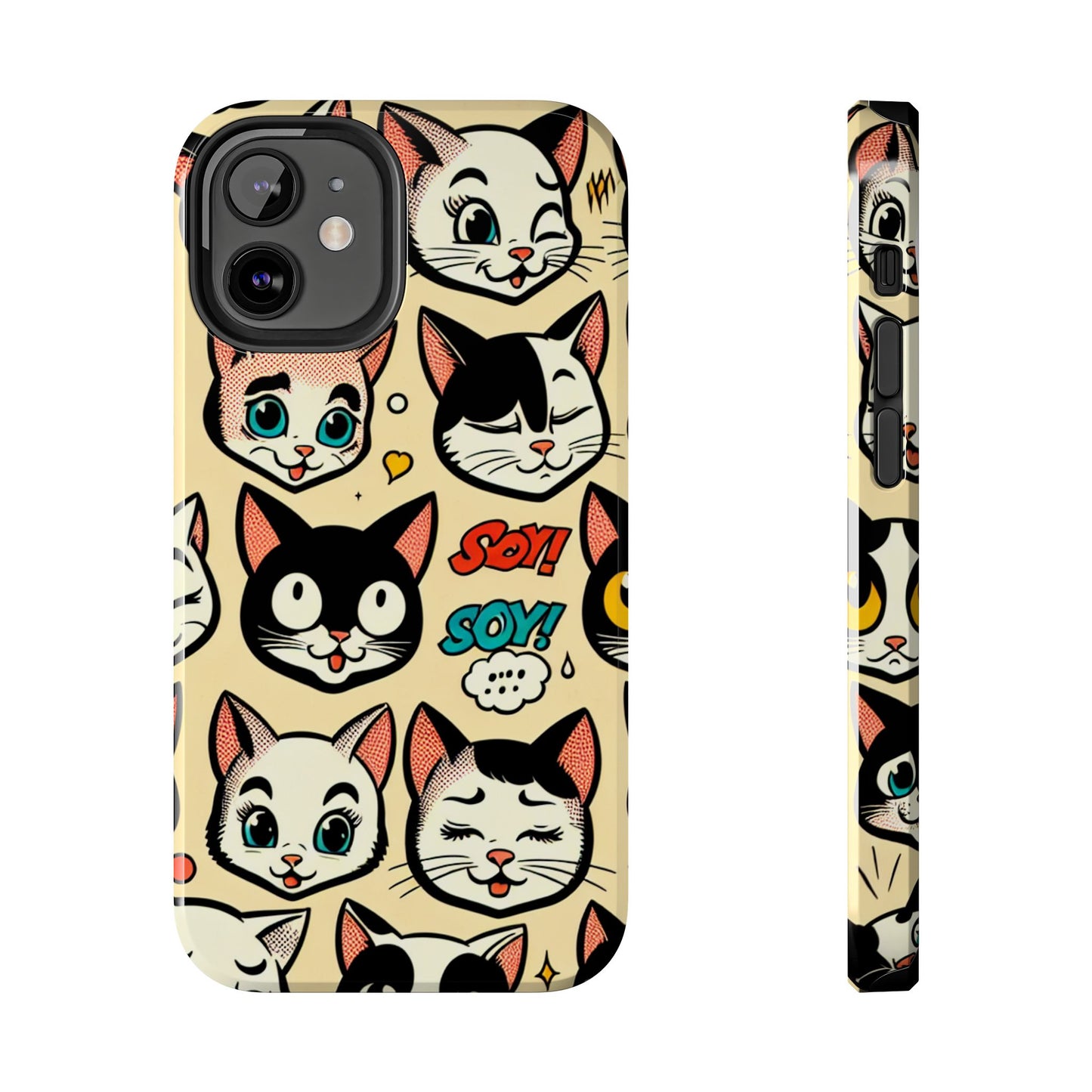Playful Cat-Themed Tough Phone Case - Pet Pattern - for iPhone