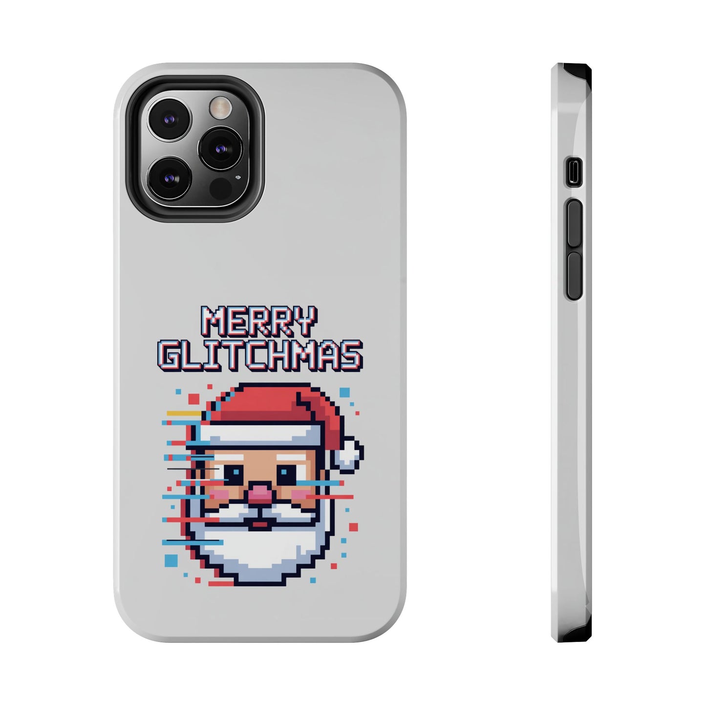 Merry Glitchmas Phone Case - Christmas Pixel Art Design for iPhone