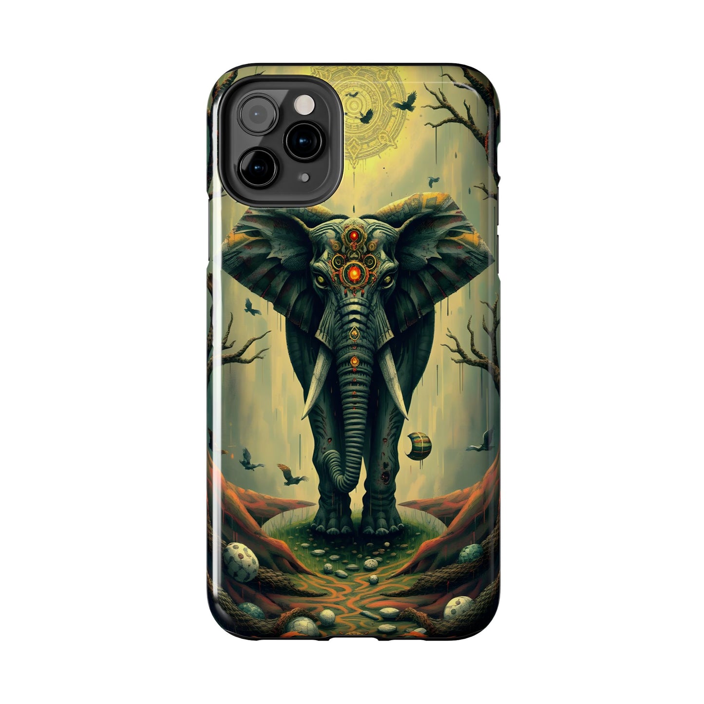 Mystical Forest Elephant Tough Phone Case | Vibrant Design for Nature Lovers - for iPhone