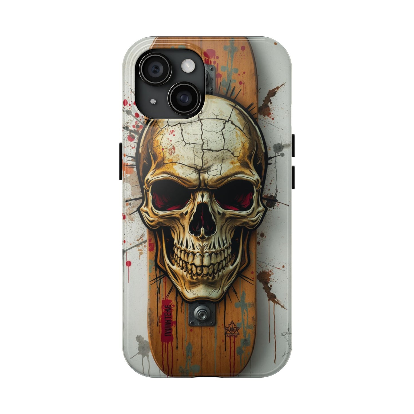 Edgy Skull Tough Phone Case - Durable Protection for Skateboard Enthusiasts