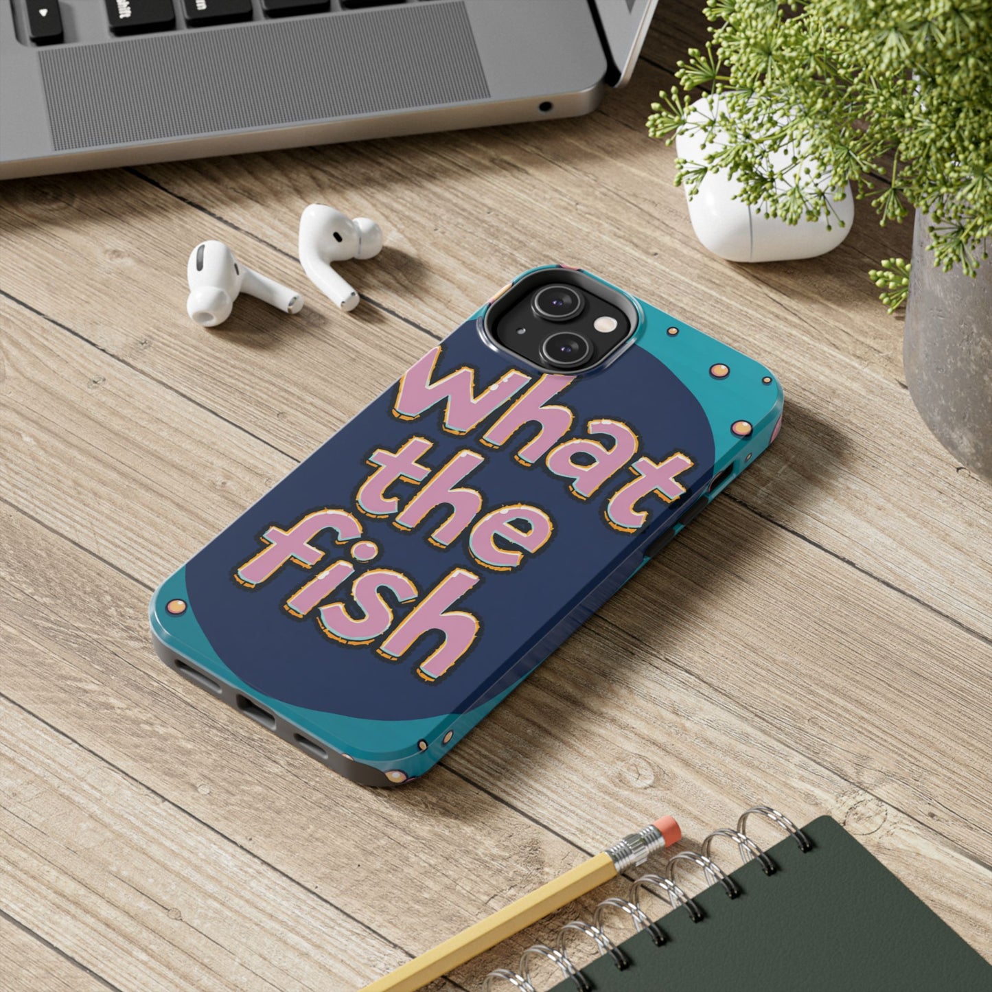 Playful Tough Phone Case - "What the Fish" Design