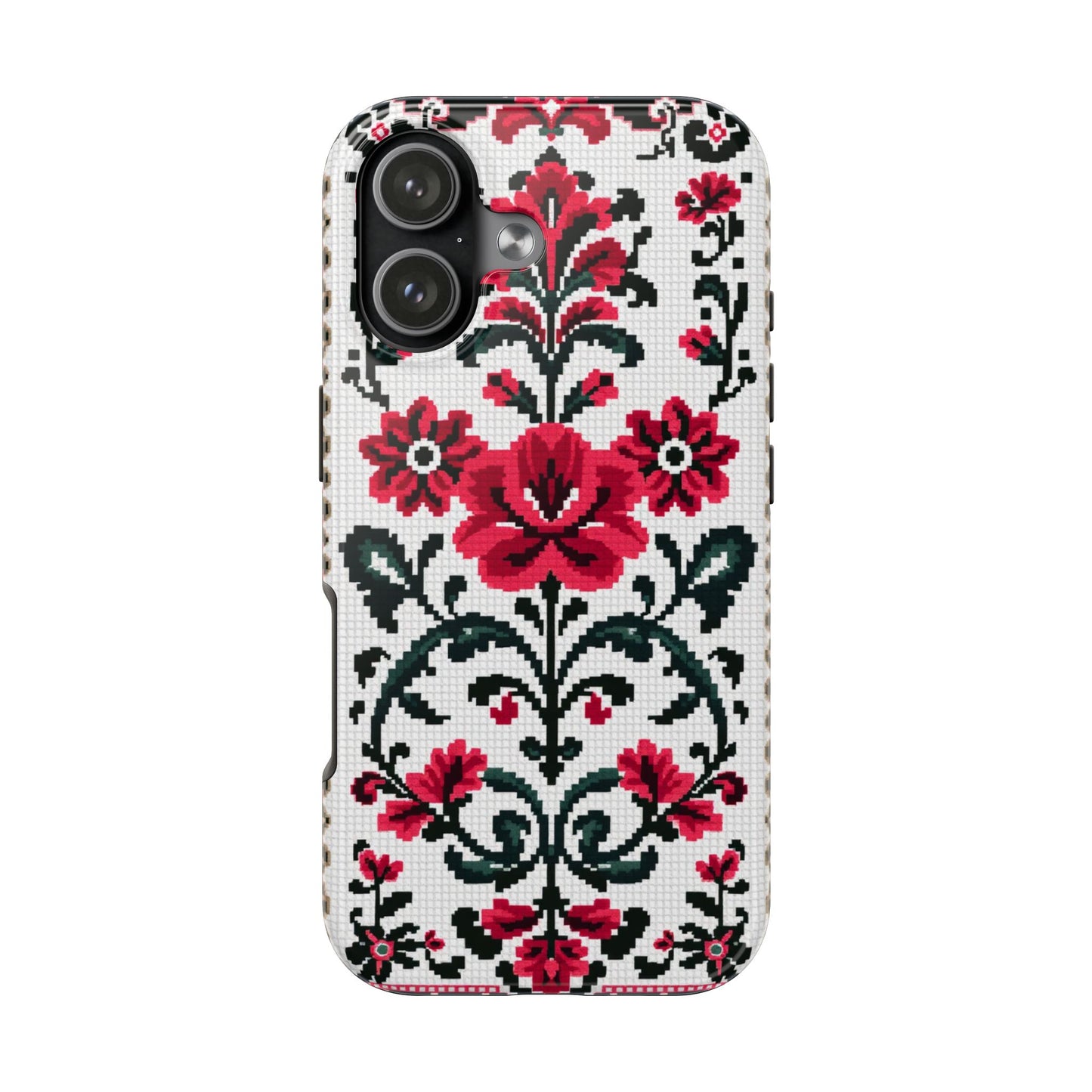 Traditional Floral Knit Tough Phone Cases - Durable Protection with Vintage Style - for iPhone