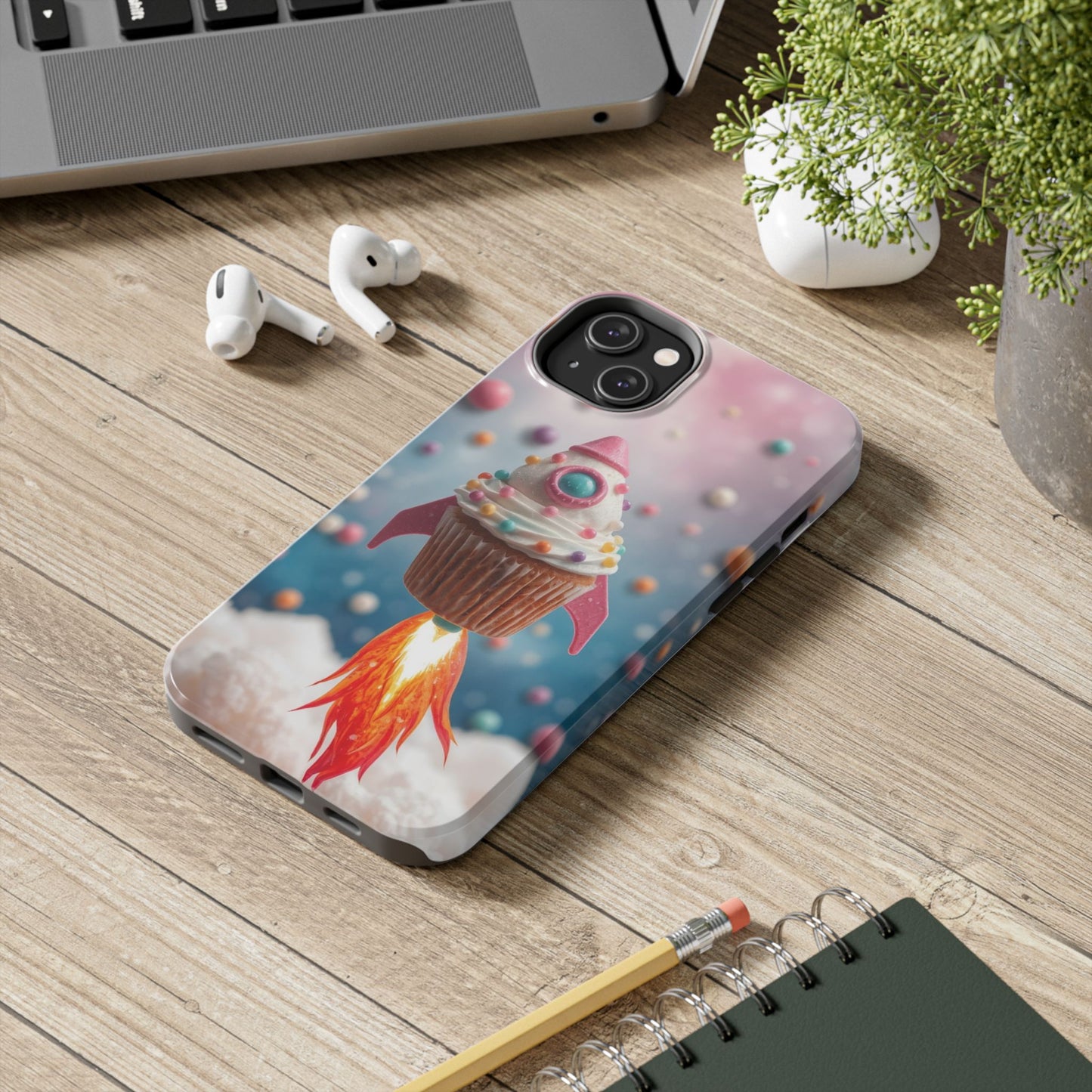 Whimsical Rocket Cupcake Phone Case - Fun Protective Case for Kids and Teens