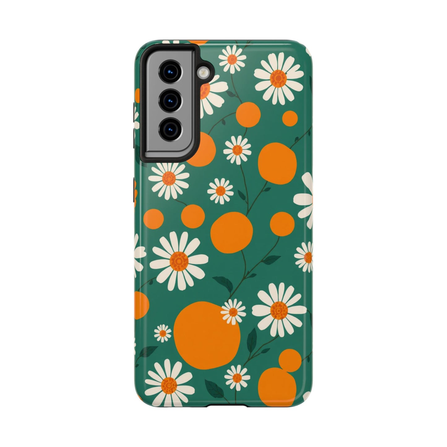 Floral Tough Phone Case - Daisy & Orange Design