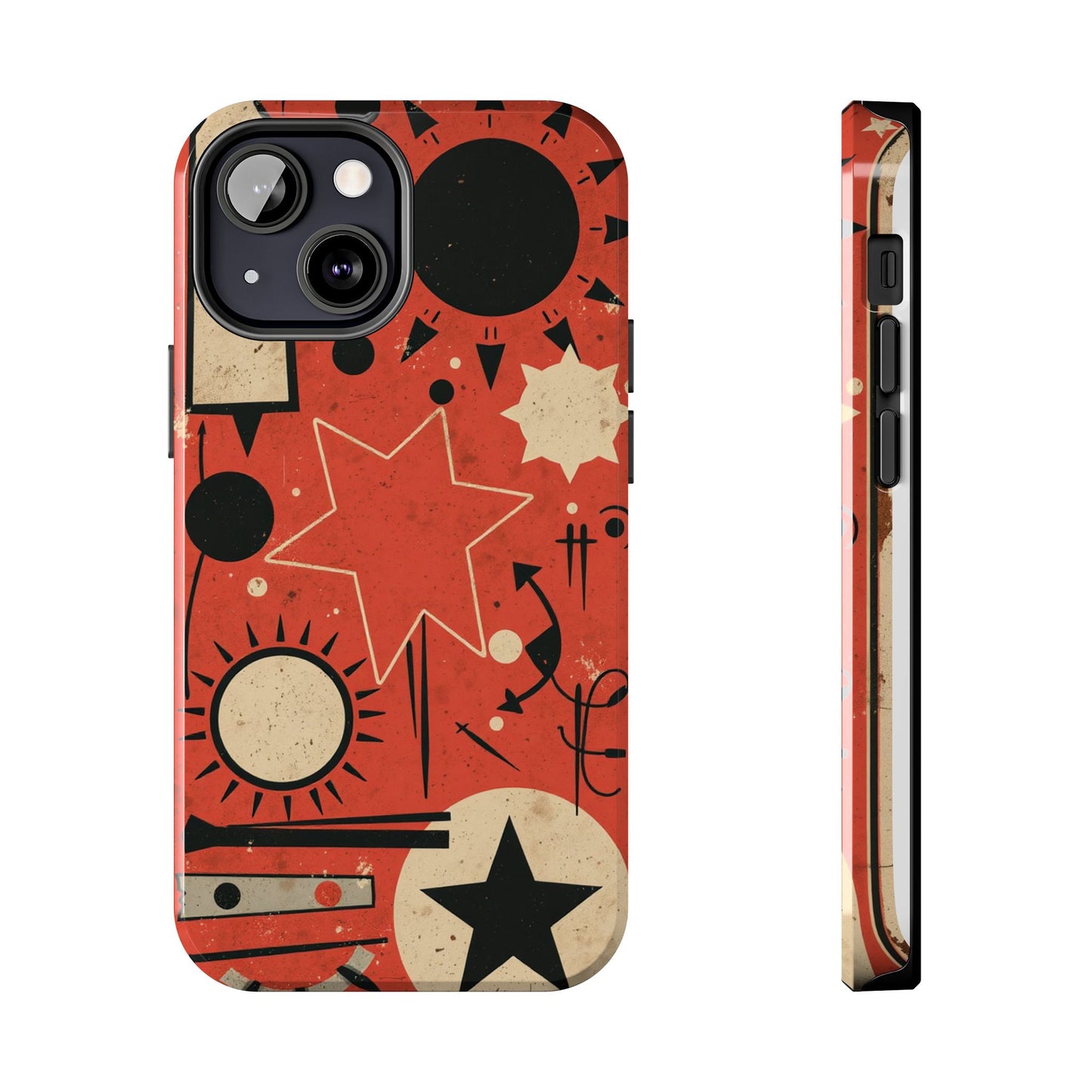 Retro Bold Tough Phone Case - Unique Geometric Design - for iPhone