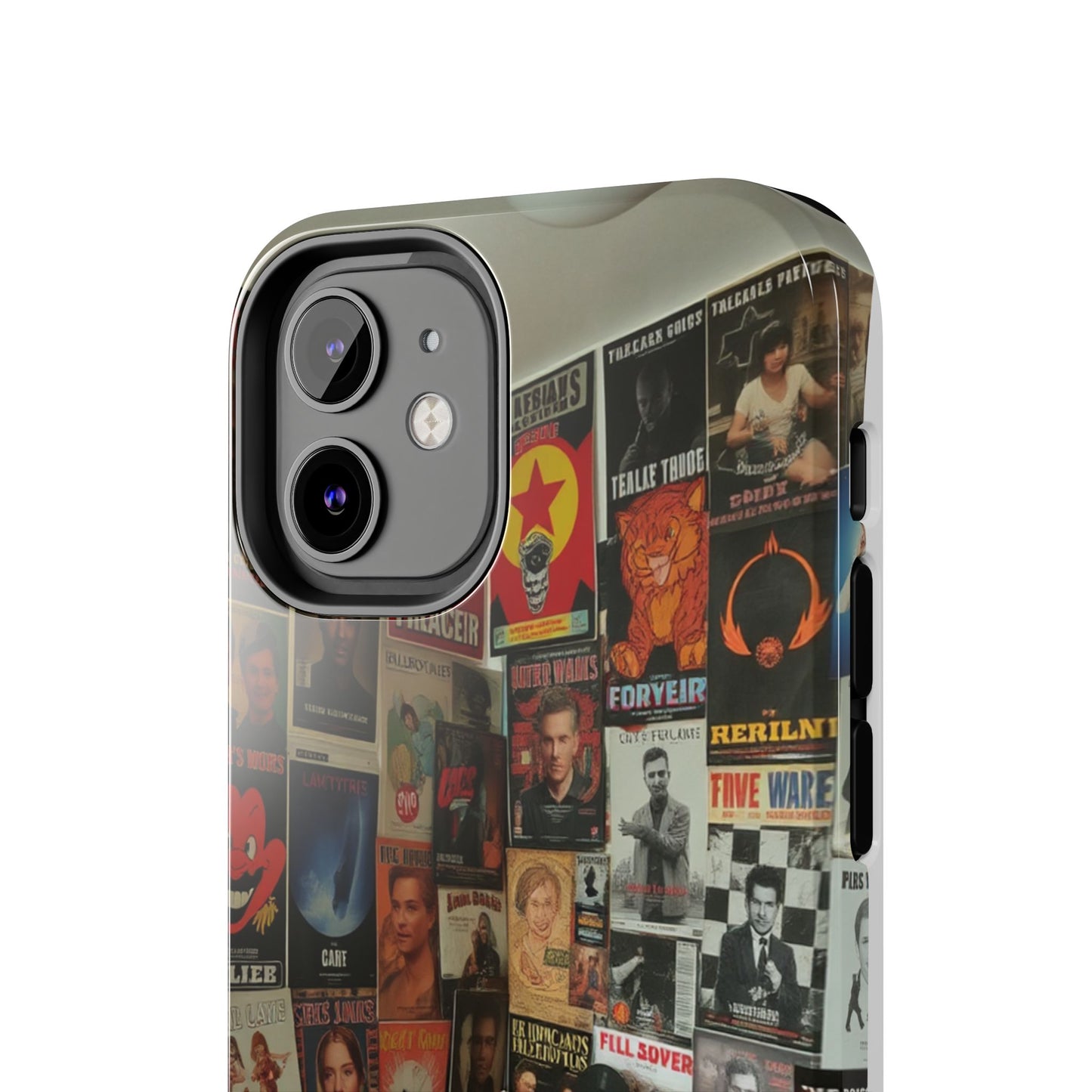 Retro Vibe Tough Phone Case - Vintage Movie Posters & Plush Toys Design