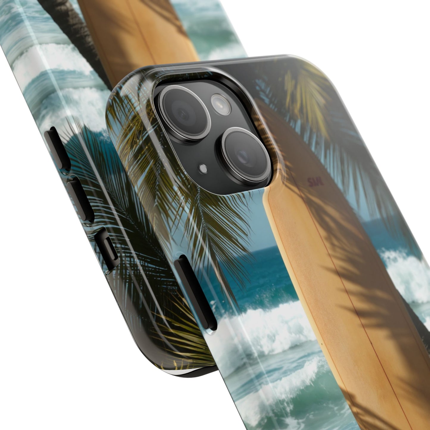 Tough Surfing Phone Case - Beach Vibes with Palm Trees & Surfboard
