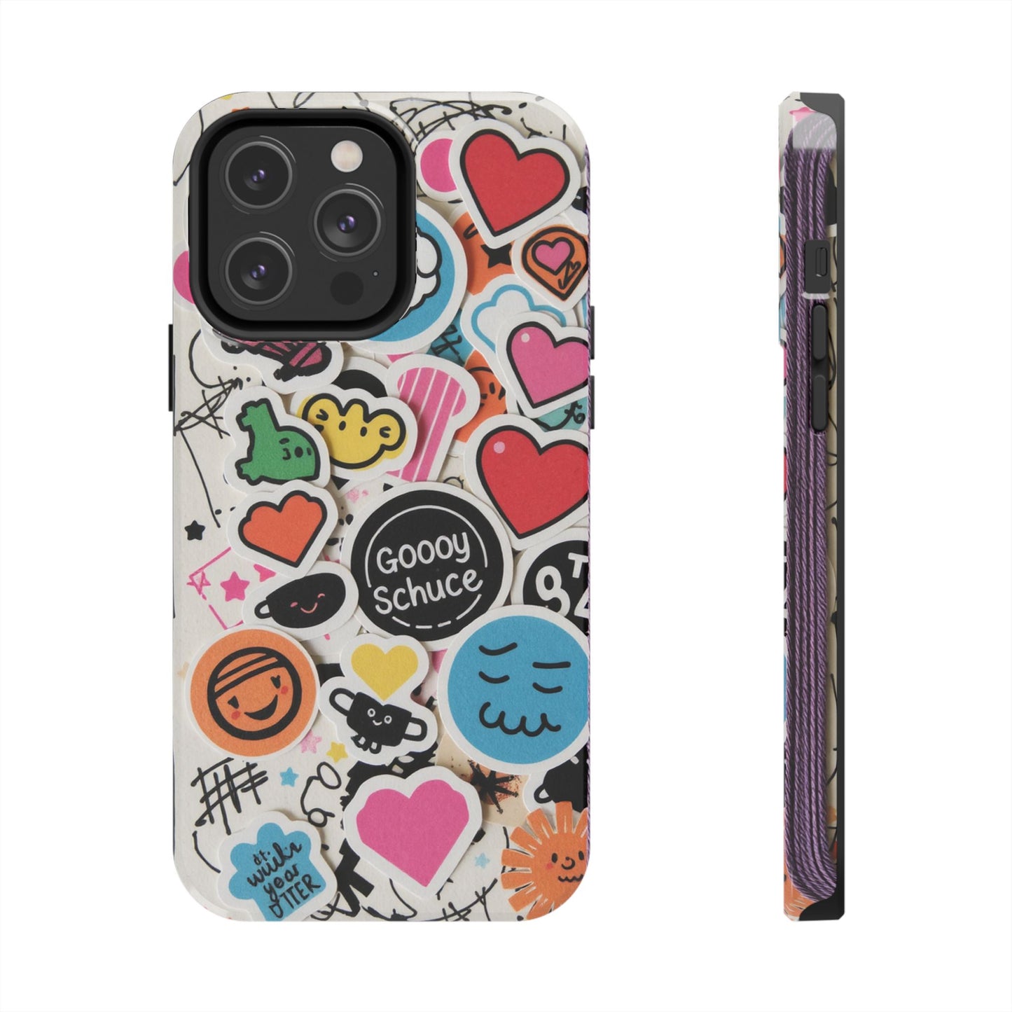 Colorful Stickers Phone Case - Fun & Trendy Tough Phone Cases