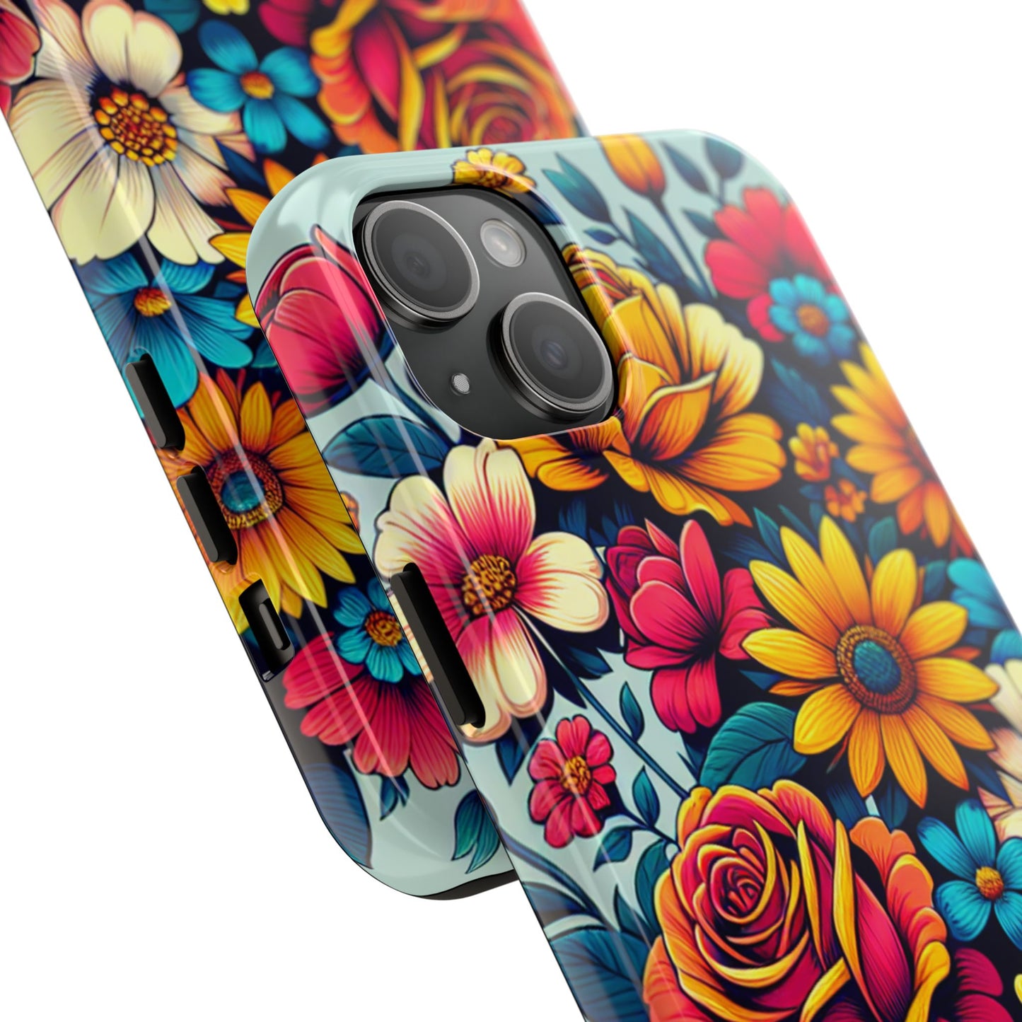 Vibrant Floral Tough Phone Case - Colorful Flower Design - for iPhone